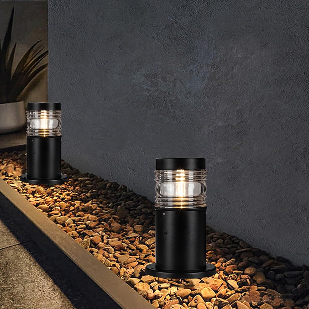 Mengjay Lámpara de Pilar Exteriores Moderno,IP23 Impermeable Luces de jardín Lámpara de poste Exterior,LED Faros de Columna Farola Jardín E27 Lámpara de exterior para Villa Balcón Terraza (D)