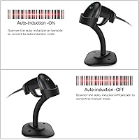 Vista 3 de Esup Escáner de código de barras con soporte Escáner de código de barras USB Lector de código de barras láser de mano con soporte ajustable