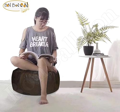 Miniatura 2 de Puf otomano auténtico, puf, puf, reposapiés, egipcio, marroquí, marroquí, hecho a mano, de cuero genuino, sin relleno, decoración de sala de estar,