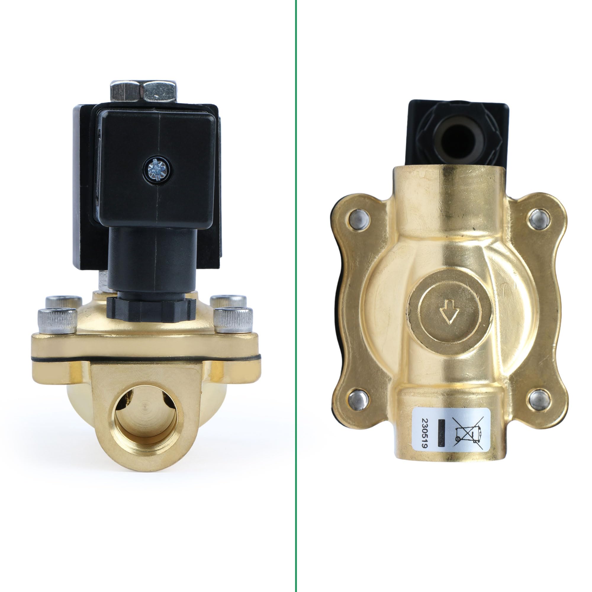 U.S. Solid Electroválvula latón G 3/8 pulgada 24 V CA normalmente cerrada NC 10 bar, válvula eléctrica para agua, aire, diésel, queroseno, gasolina
