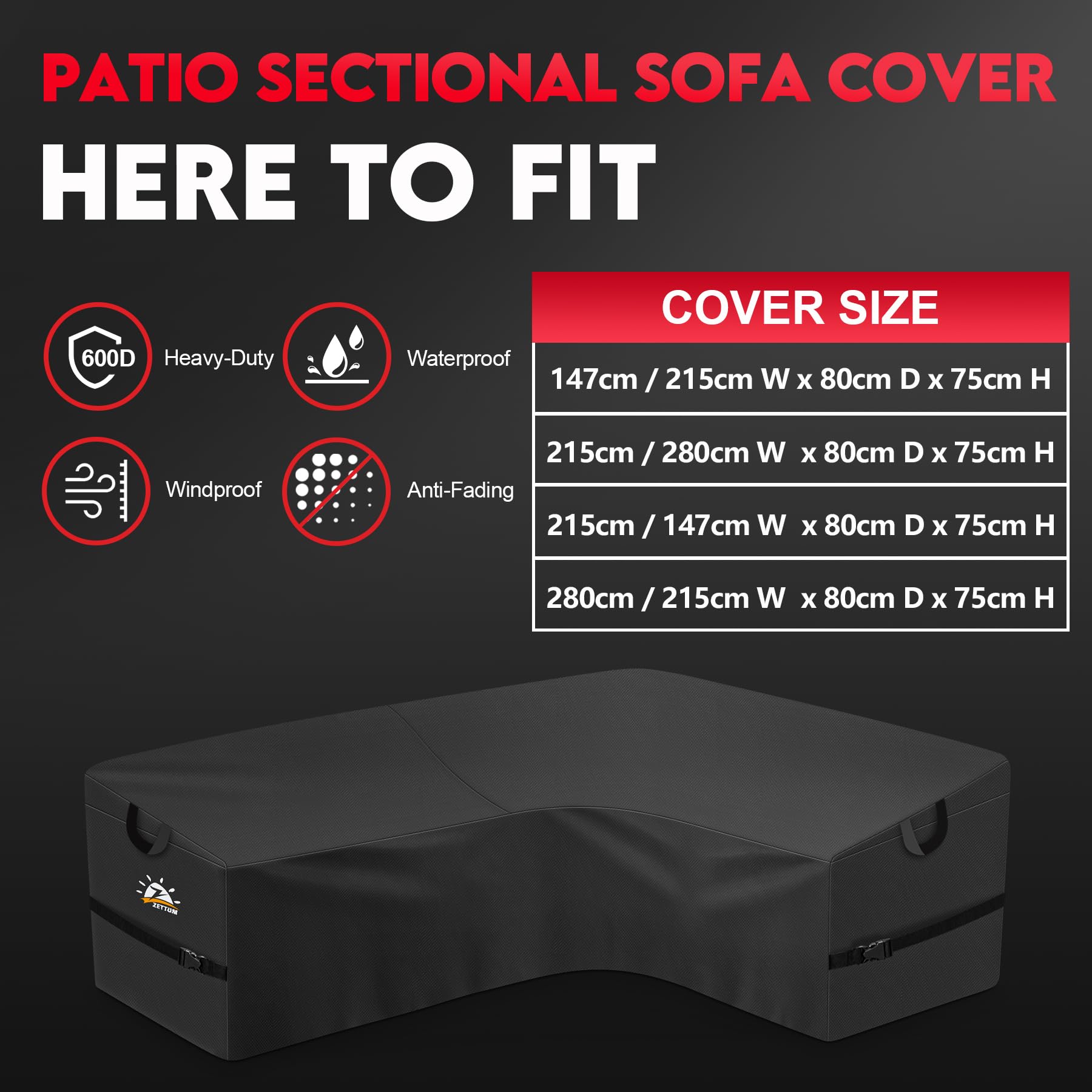 Zettum L-Shaped Garden Furniture Covers Waterproof - Image 3