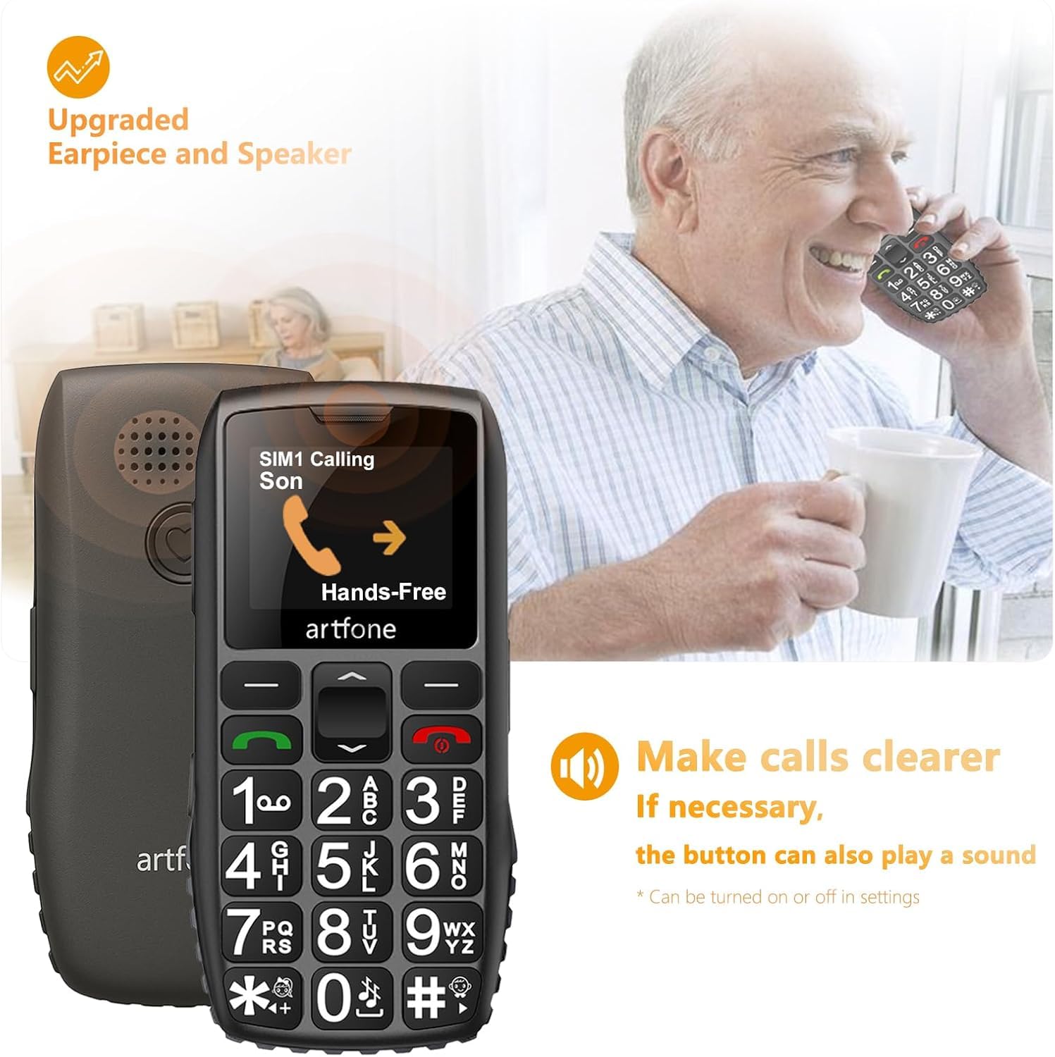 C1+4G Pro Black - Big Buttons Cell Phone for Seniors丨Basic Phone with SOS Button丨Charging Station丨1800mAh丨Loud Speaker丨Talking Clock丨Speed Dial丨Hands-free丨Large Font丨Unlocked Phones丨FM Radio