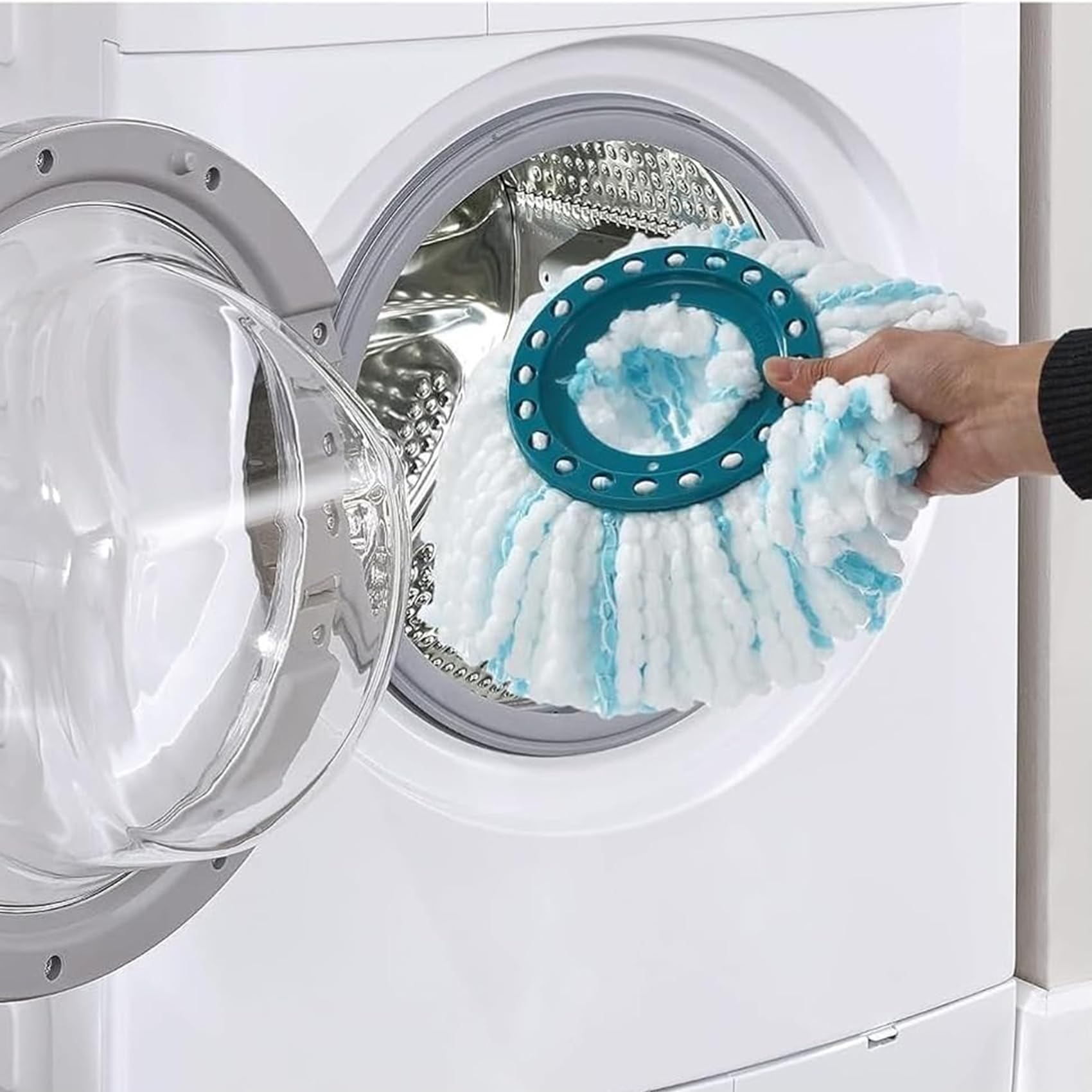 4 sztuki wymiennych pokrowców do mopa Clean Twist Disc Mop Micro Set, głowica zamienna, do wszystkich rodzajów podłóg, pochłania brud, usuwa 99%