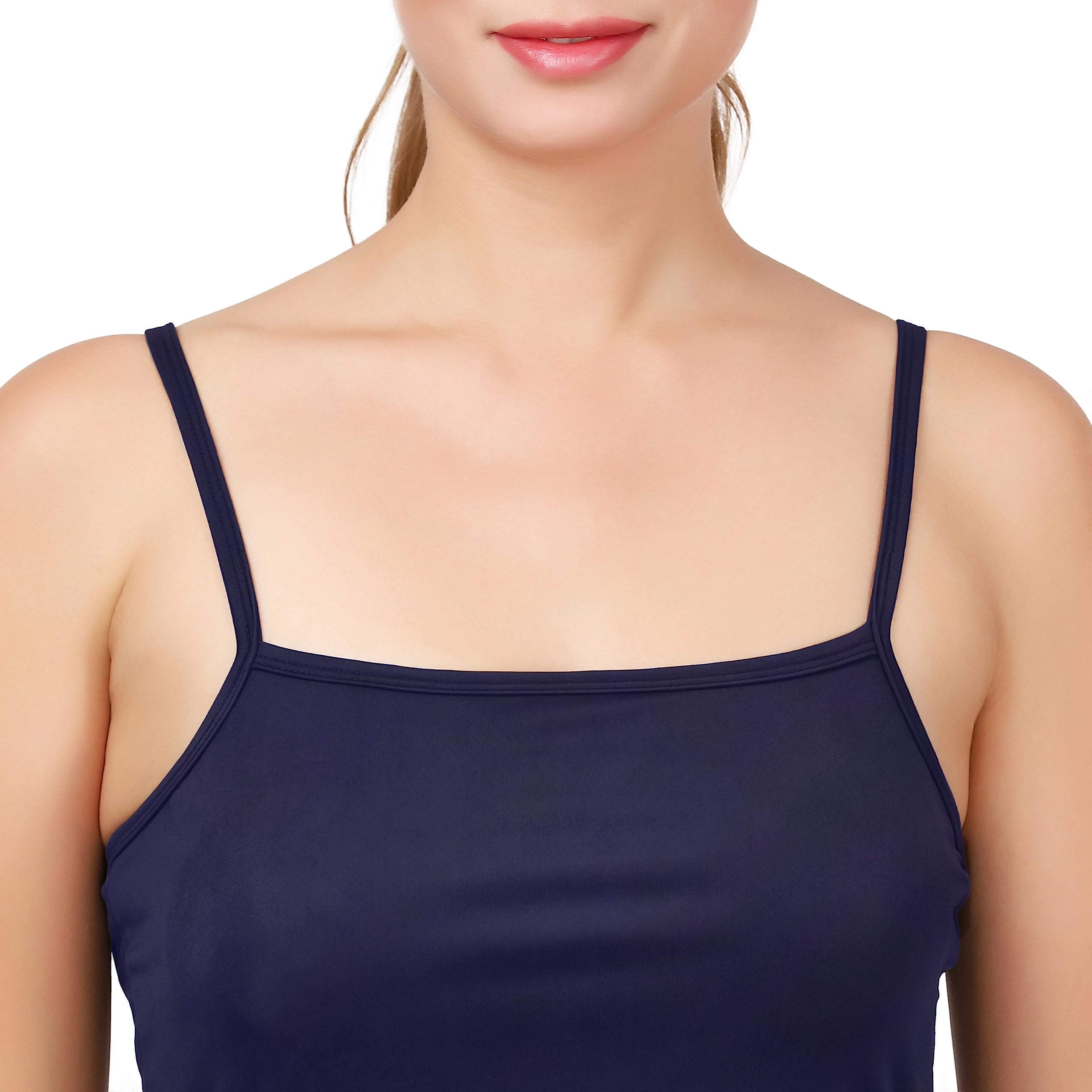 WAVEMAX Two Piece Swim Wear/Swim Suit with navy Blue Colour Padded Crop Top and Black Short for Women and Girls (80% Nylon 20% Spandex) (Comfort Fit) (XX-Large, Navy Blue) 2