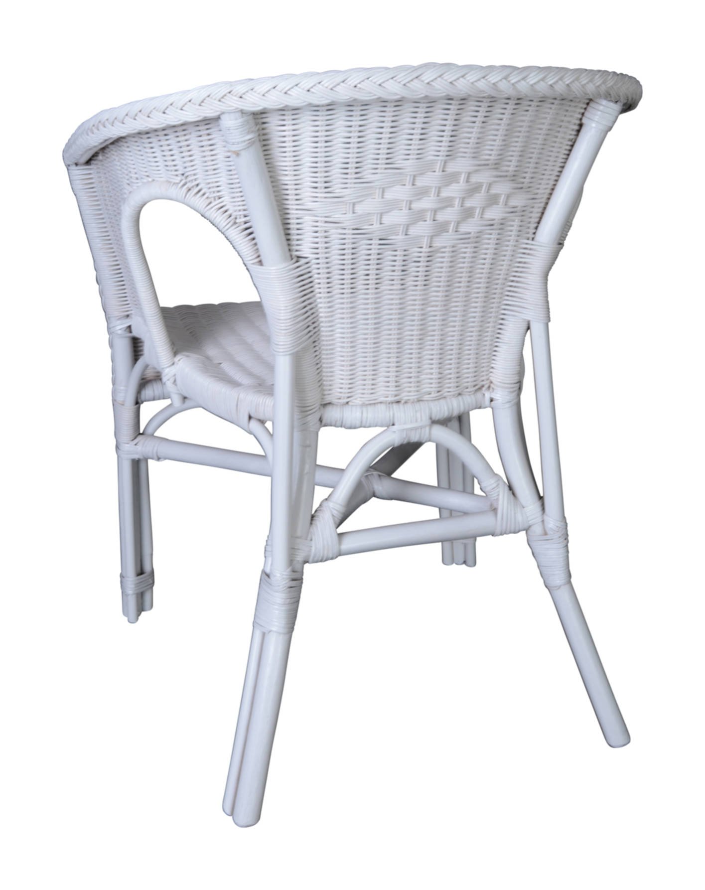 Armlehnstuhl Rattan 57x75x56 cm Landhausstil Rattan Weiß