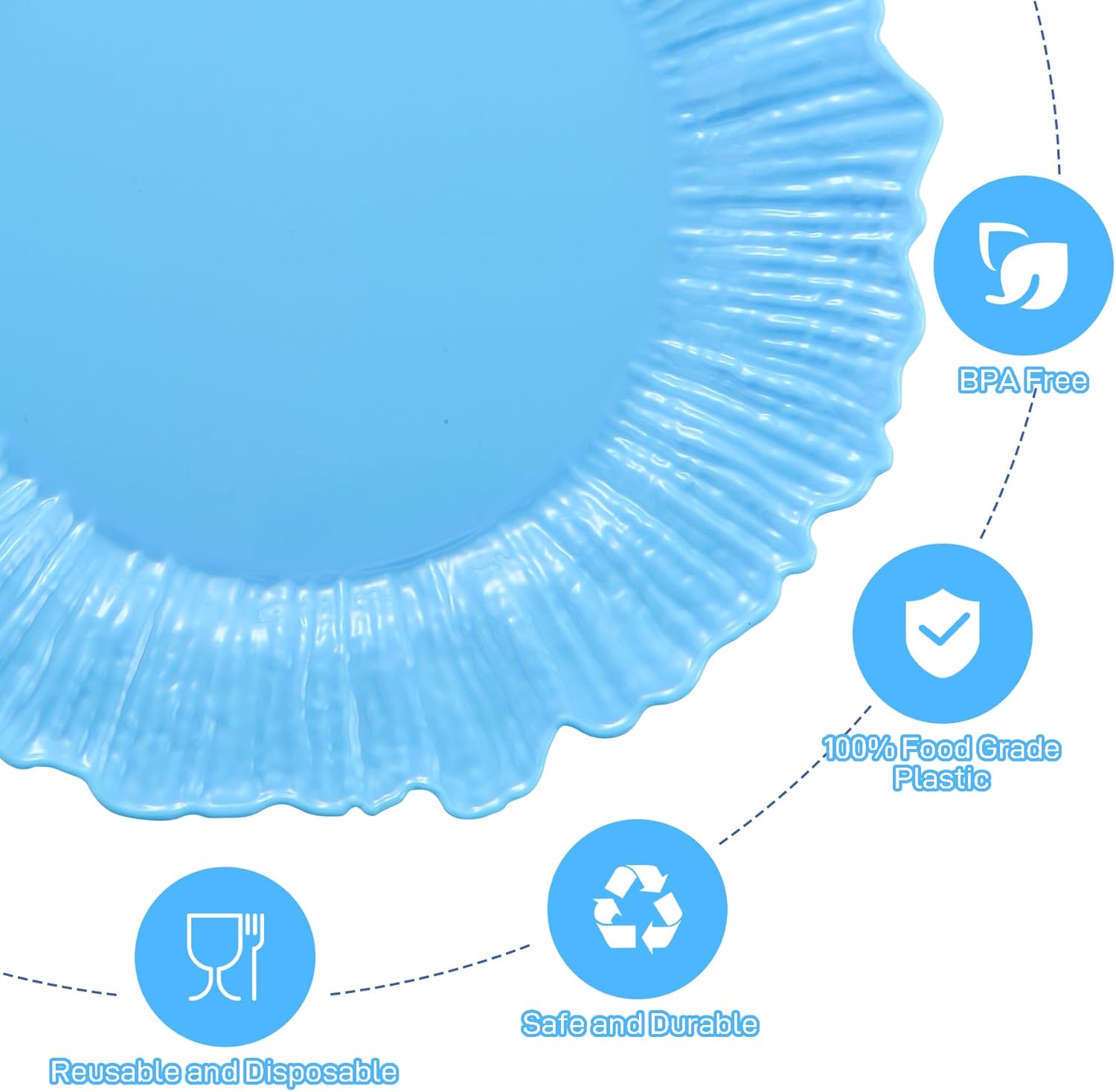 50 Pcs Blue Plastic Plates, Blue Floral Disposable Plate, Fancy Heavy Duty Plastic Platos Set include 25 10" Dinner & 25 7.5" Dessert Plates for Party Wedding - Image 4