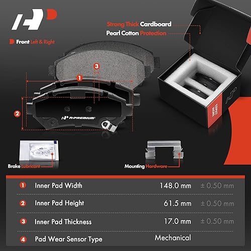 Miniatura 3 de A-Premium Juego de rotores de freno de disco ventilados delanteros de 11.93 pulgadas (11.929 in) + pastillas de cerámica compatibles con modelos