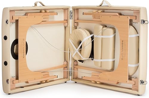 Miniatura 3 de Saloniture Professional Portable Folding Massage Table with Carrying Case - Cream