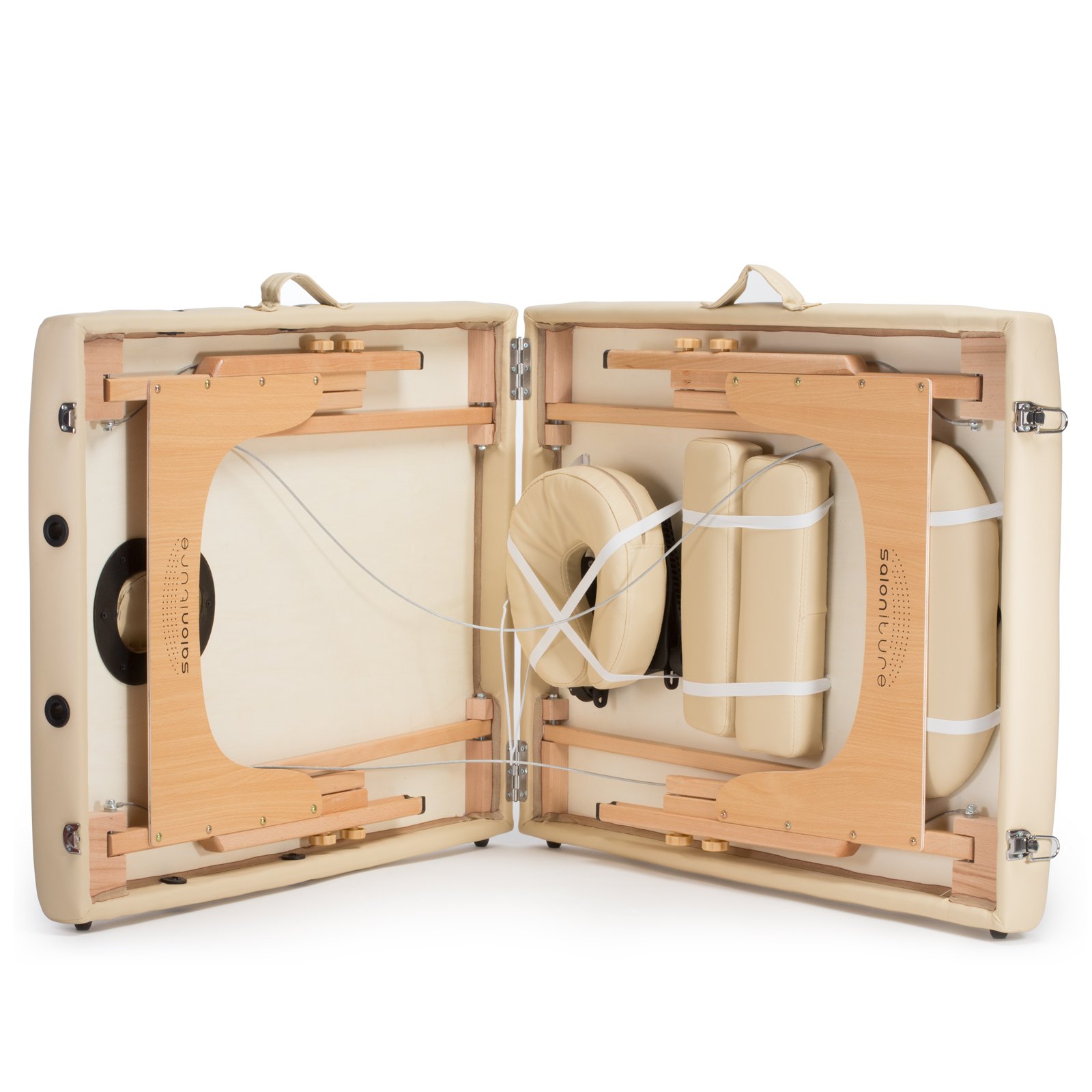 Saloniture Professional Portable Folding Massage Table with Carrying Case - Cream