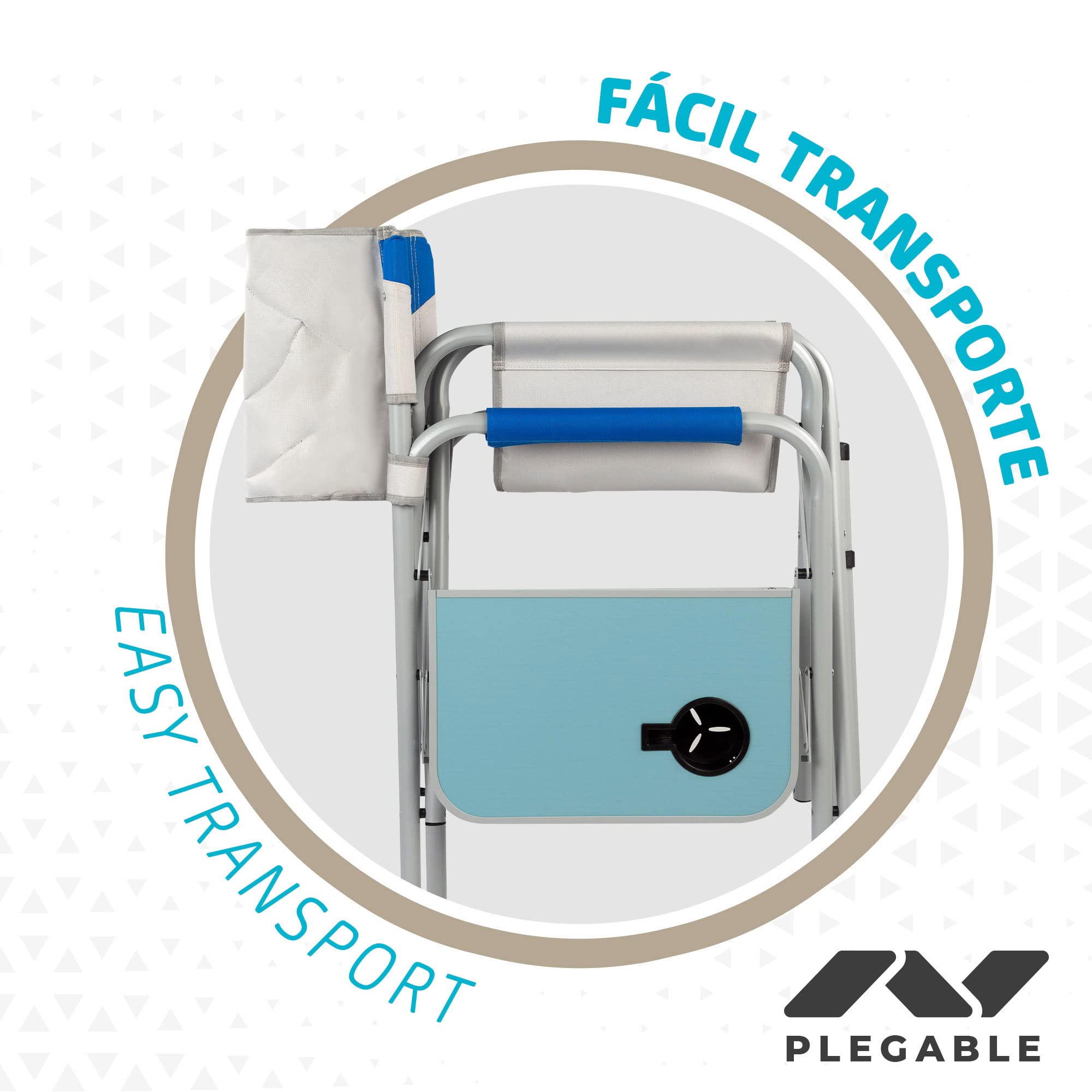 Aktive 52889 - Sedia da regista pieghevole XL | Sedia pieghevole per campeggio, giardino, terrazza | Peso massimo 110 kg | Seggiolone 62 cm