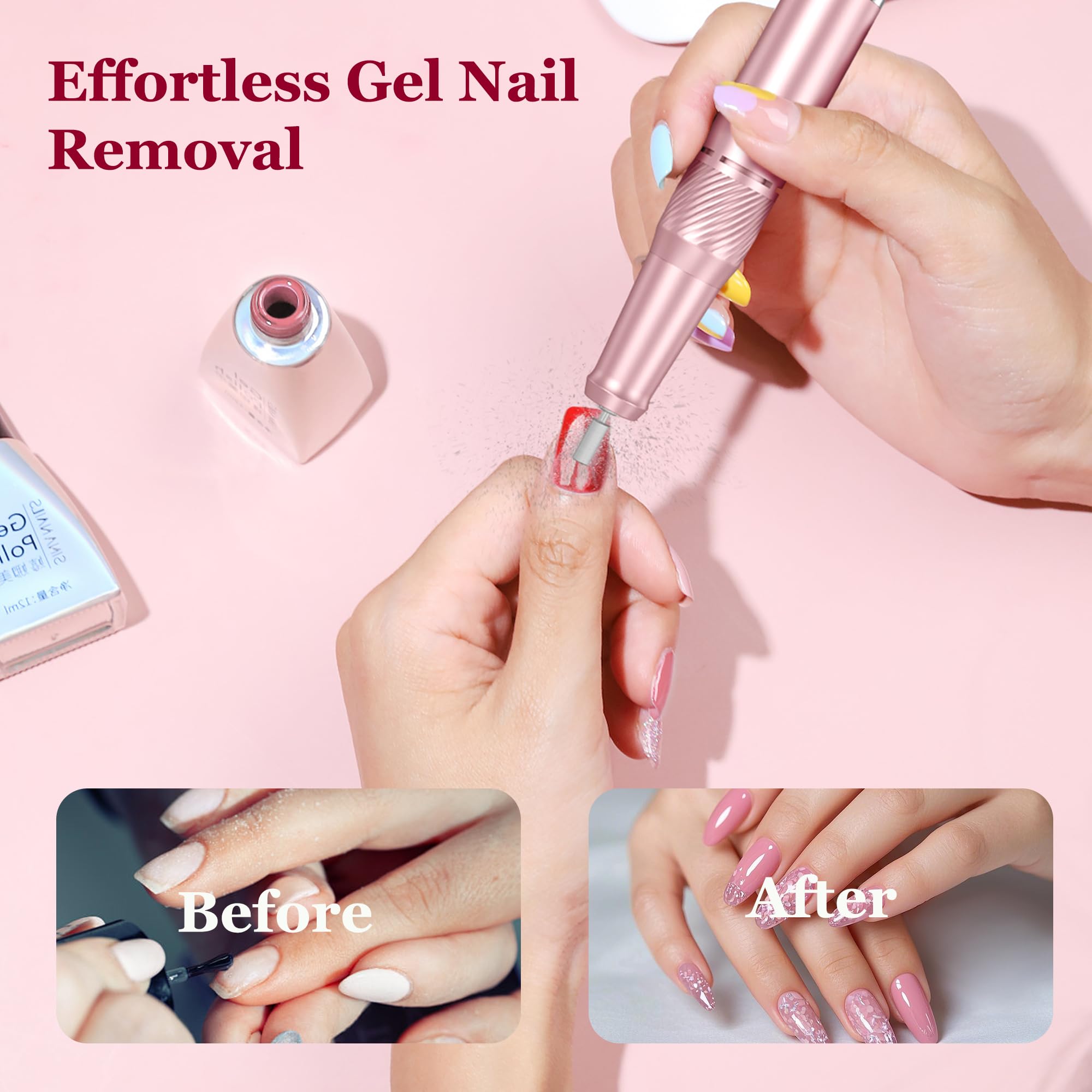 Fresa elettrica per unghie, professionale, per unghie in gel e acrilico, 45000 giri/min, senza fili, ricaricabile, kit per pedicure e manicure, per piedi e mani