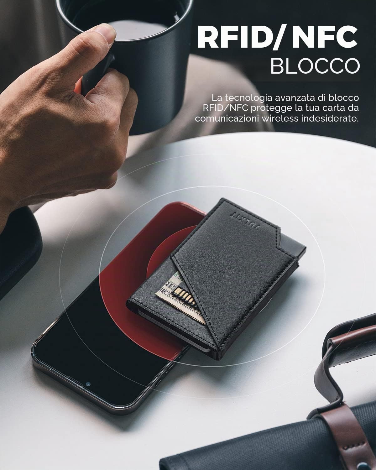 VULKIT Pop-up Porta Carte Portafoglio RFID Blocking Sottile Custodia Porta Carte di Credito in Alluminio con Tasca per Soldi Aziendali per Carte di Credito Banconote e Monete