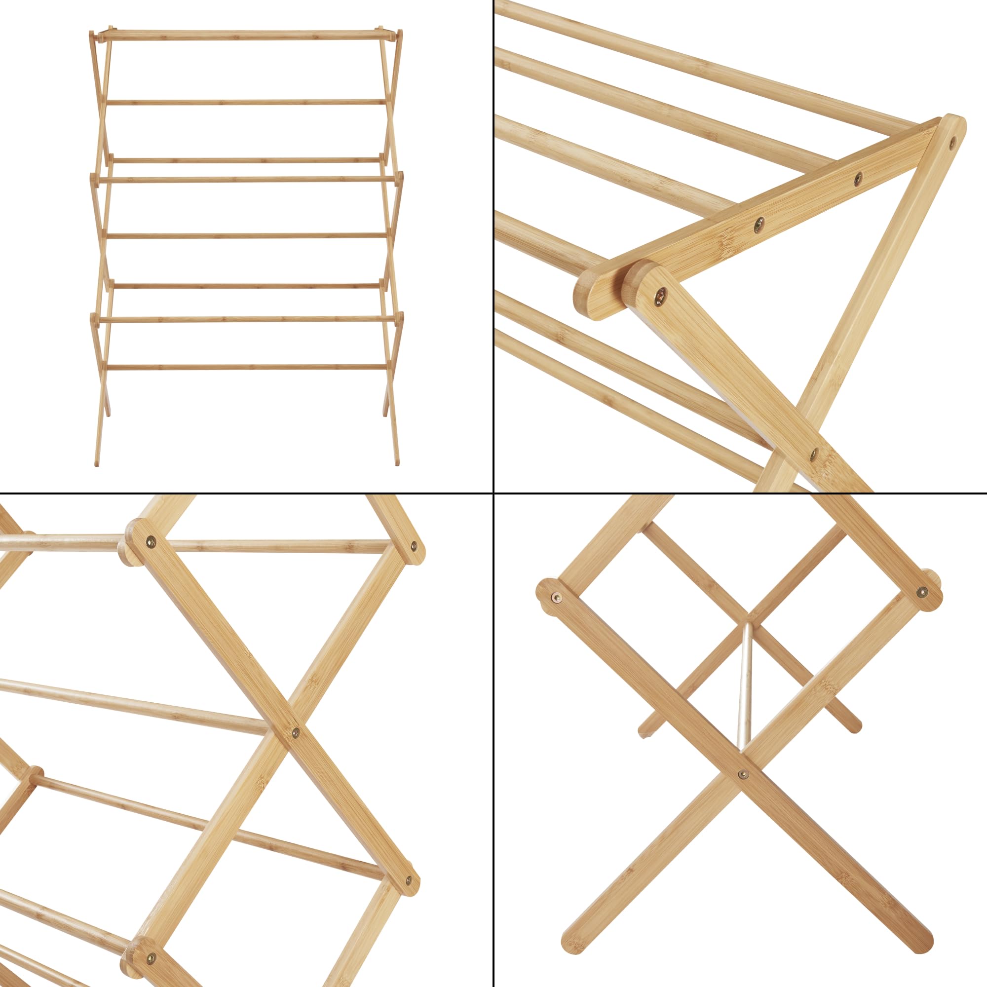 [en.casa] Stendino Verticale Stendibiancheria Pieghevole Design Fisarmonica Stendipanni in Bambù color Naturale