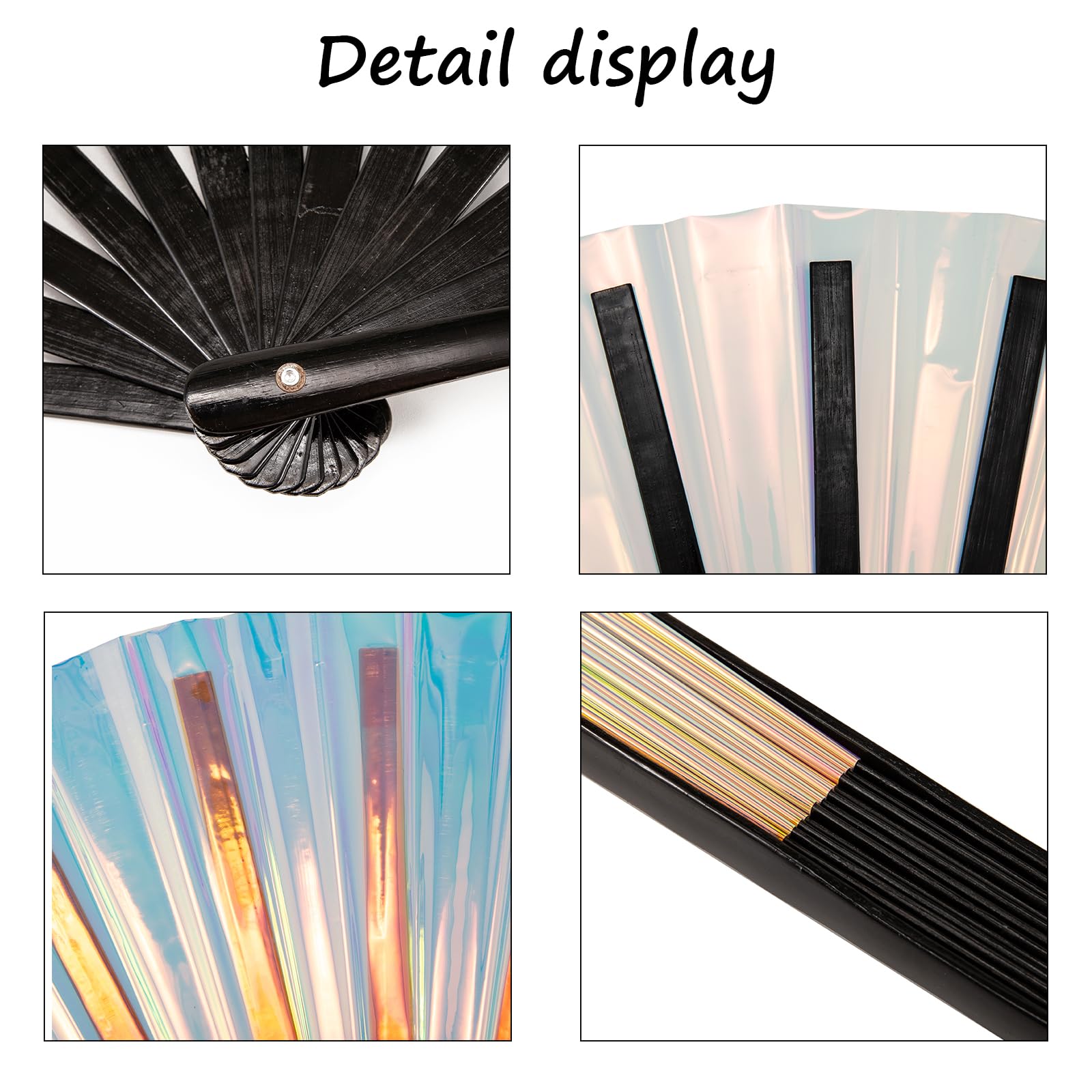 Ventaglio Olografico Pieghevole | Per Festival E Danza | Design Iridescente | 68 Cm - Foto 6