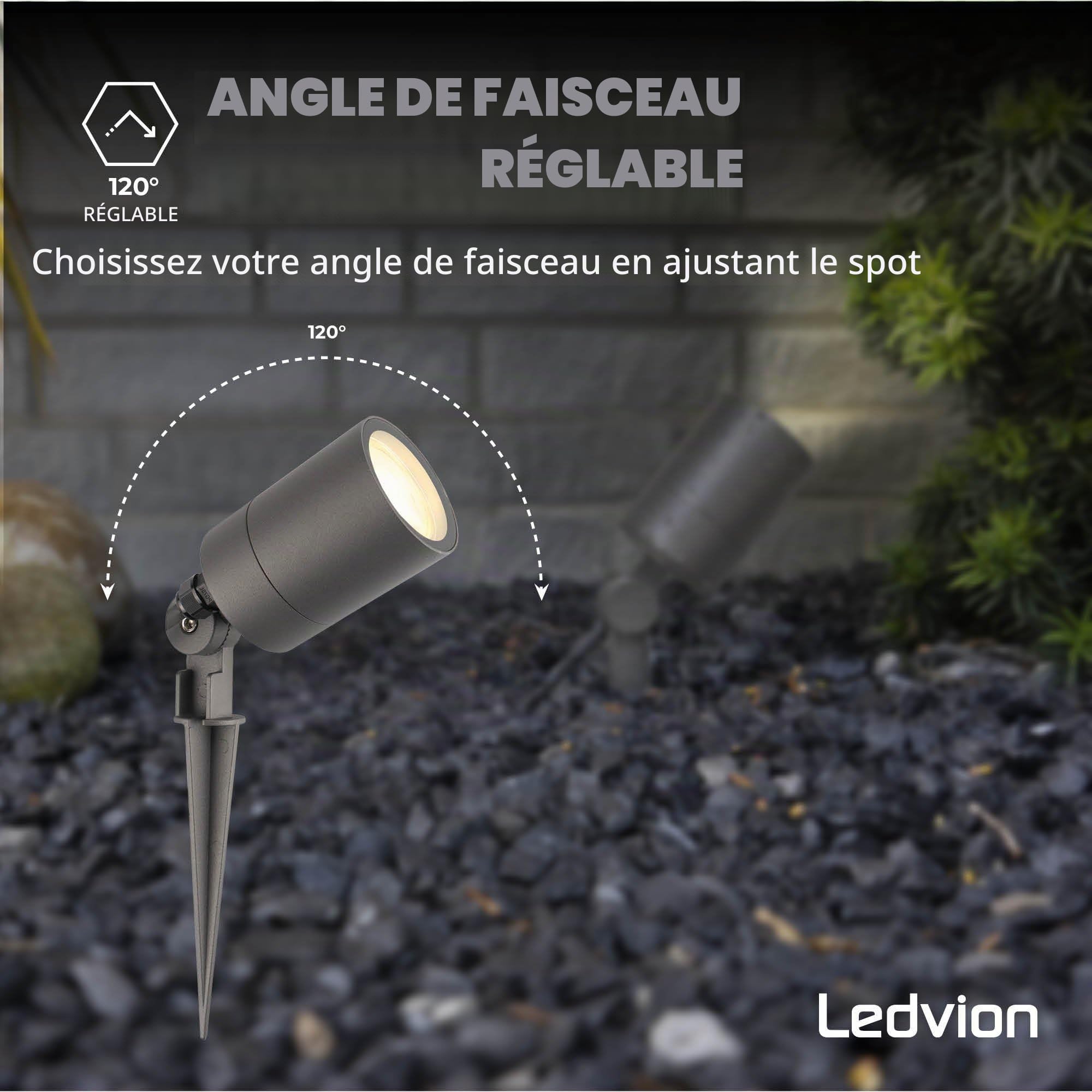 Ledvion Lot de 9 LED Extérieur Spot IP65 GU10 3W orientable sans ampoule