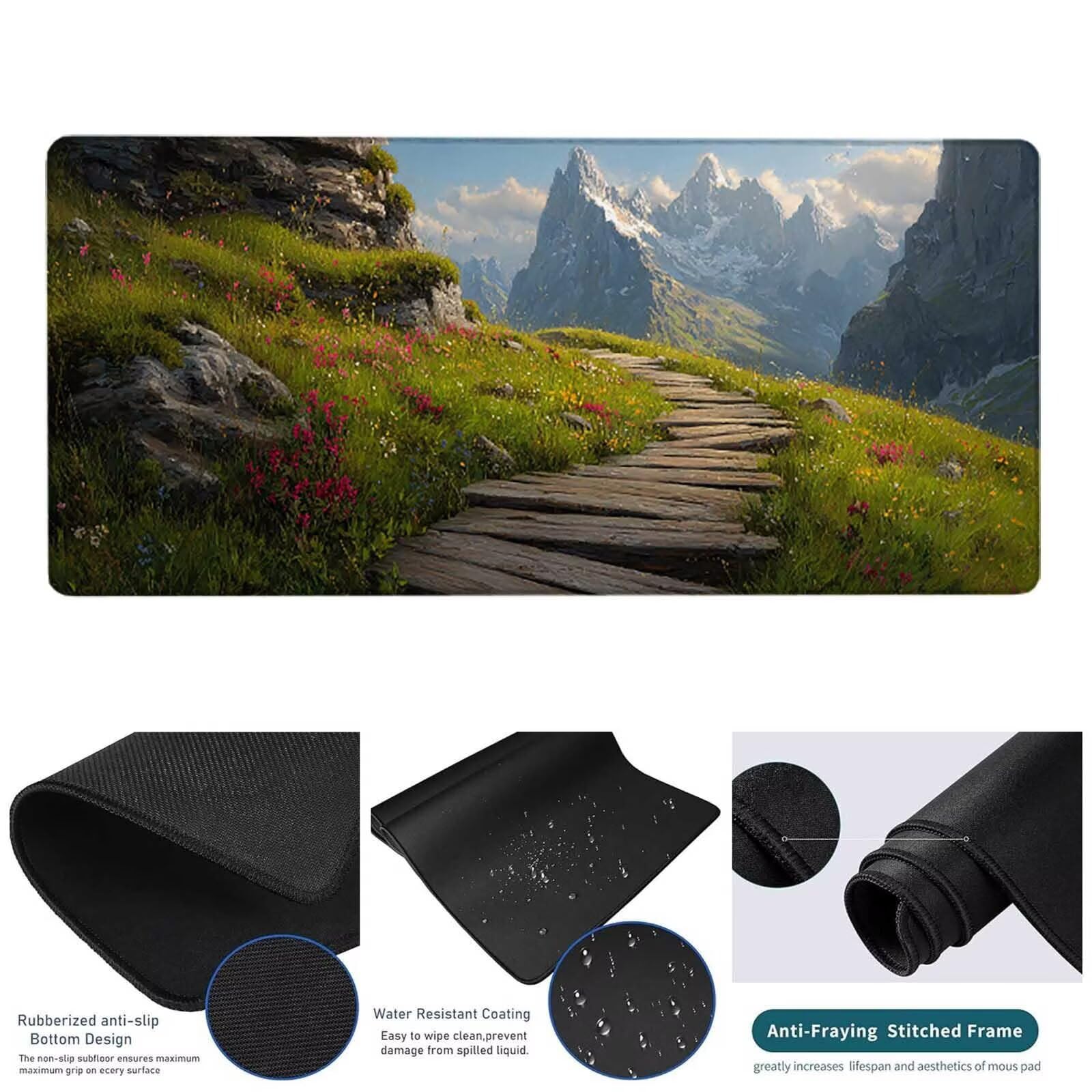 Szara podkładka pod mysz do gier, duża podkładka pod mysz XXL 1200 x 600 x 3 mm, podkładka pod mysz górską do klawiatury i biura, akcesoria do gier, zmywalna, poprawia precyzję i szybkość dla gracza l
