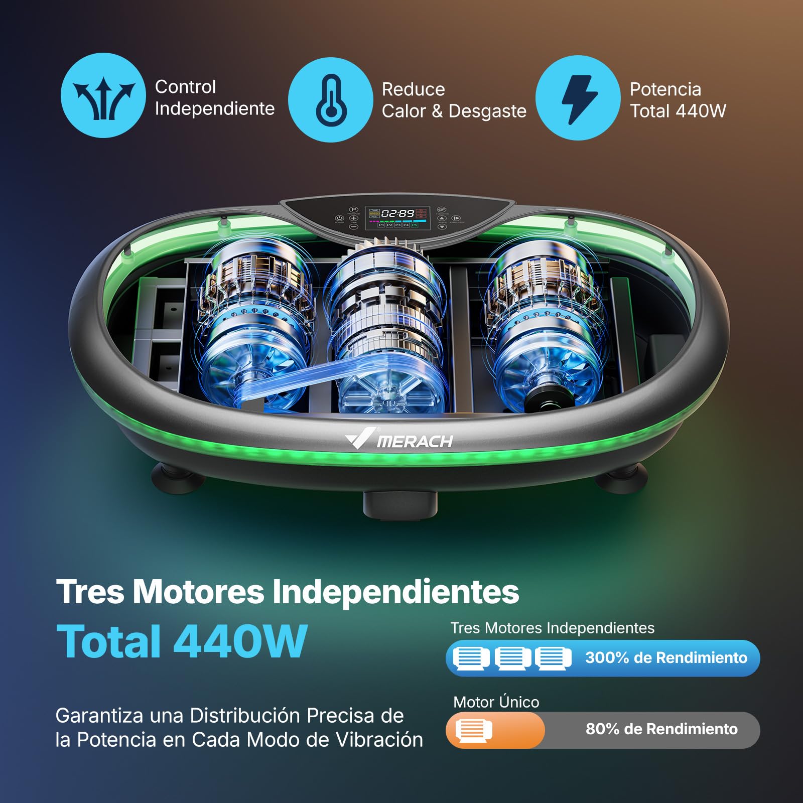 MERACH 4D Plataforma Vibratoria con 7 Modos De Vibración, 120 Niveles De Velocidad, 5 Programas Inteligentes, Altavoz Bluetooth Incorporado Y Luz Ambiental