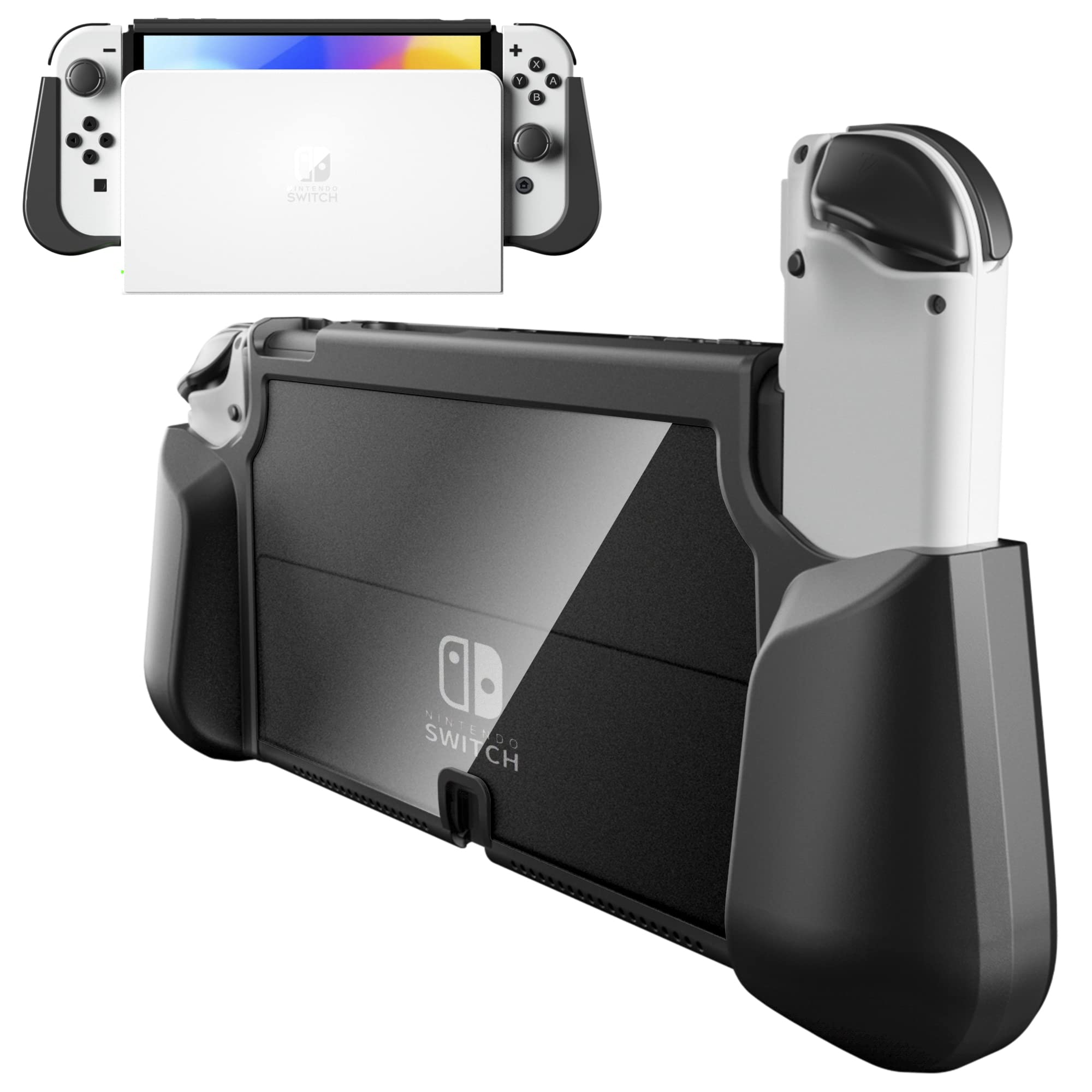 PZOZ Dockable Case for Nintendo Switch OLED, Ergonomic TPU and PC Protective Case, Ultra Thin Case Compatible with Nintendo Switch OLED (Switch OLED/Black)