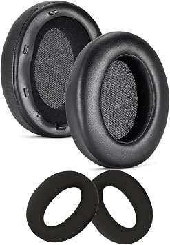 Aiivioll 2-in-1 WH-XB910N Replacement Ear Pads & Protective Earpad Covers for Sony WH-XB910N Headphones, Protein Leather Earmuffs with Silicone Earpad Covers Black