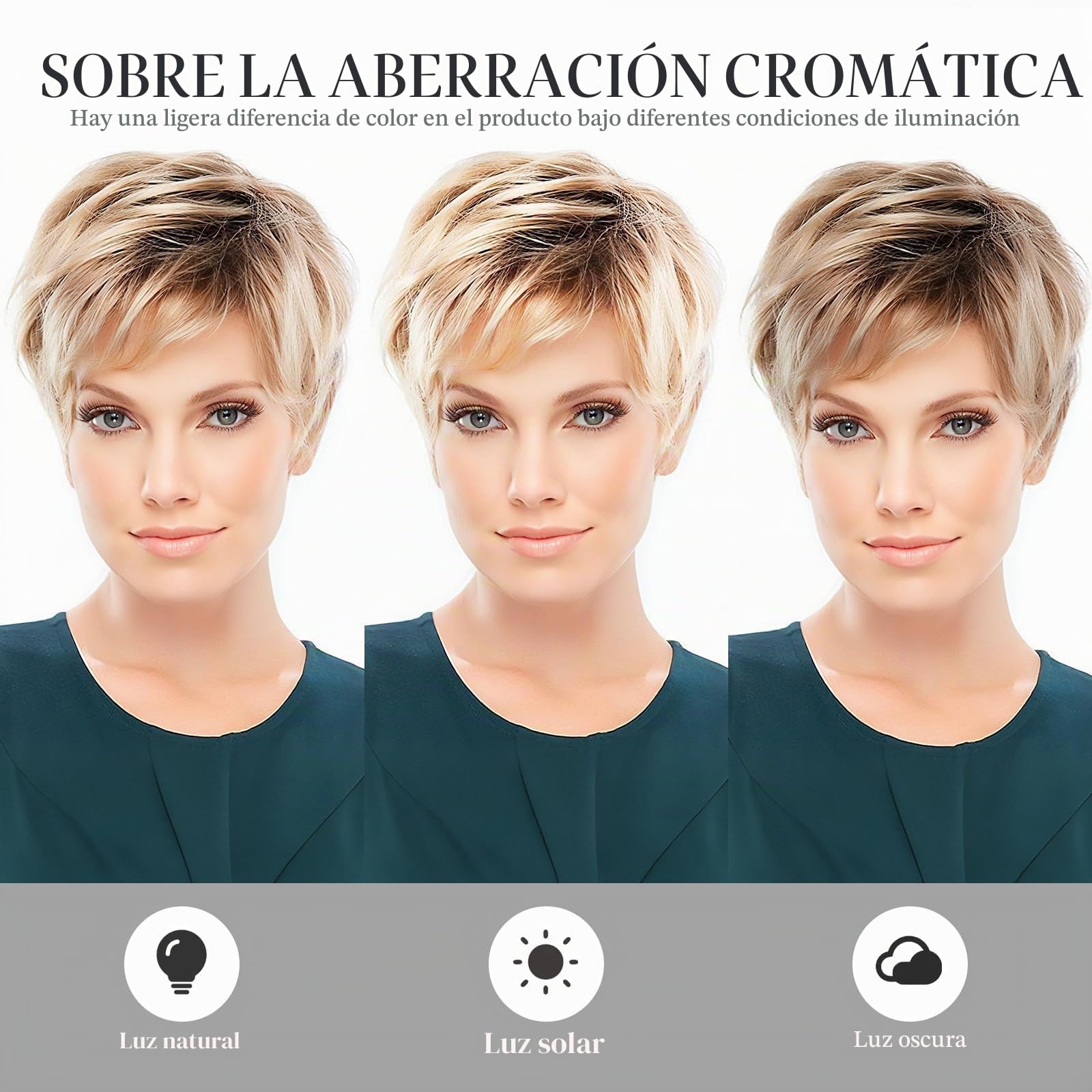 Haircube - Pelucas de pelo humano para mujer, pelo rubio corto con raíz negra