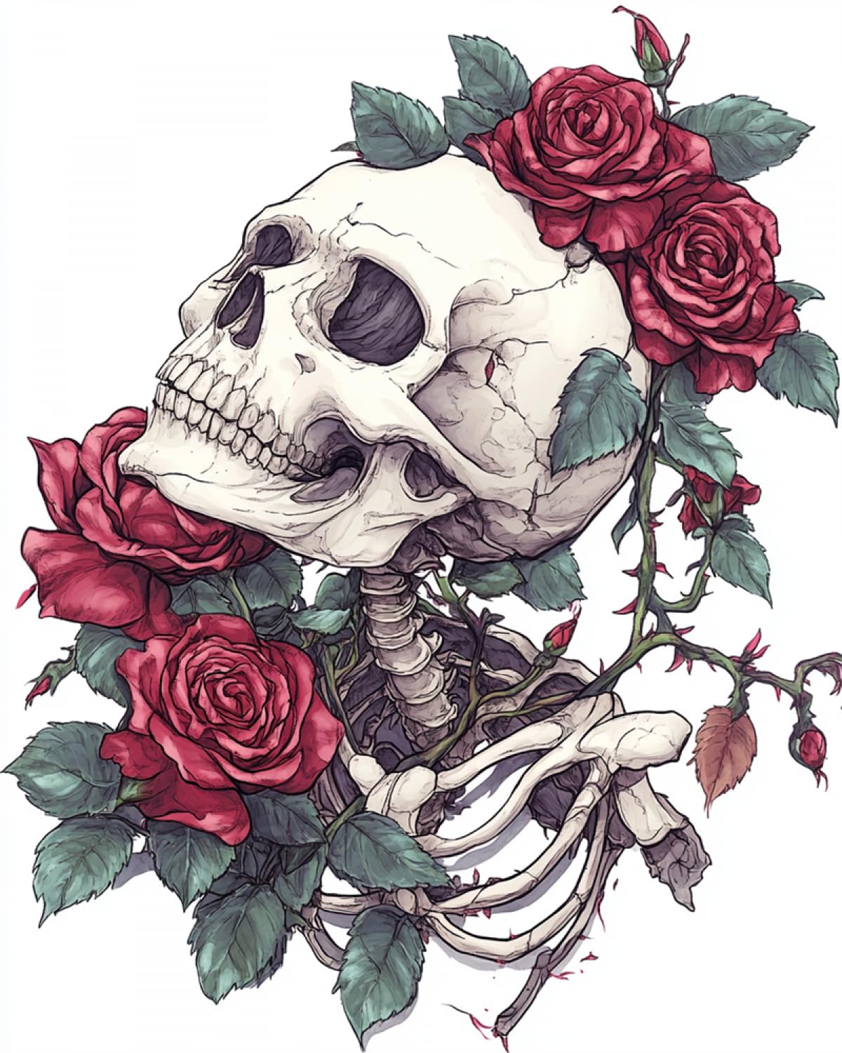 RKFLGEW Kit De Bordado De Cuentas Diy Calavera De Fantasía Y Flores Kit De Bordado Con Cuentas, Juego De Manualidades Con Cuentass Para Principiantes, Decoración Del Hogar 30x40cm