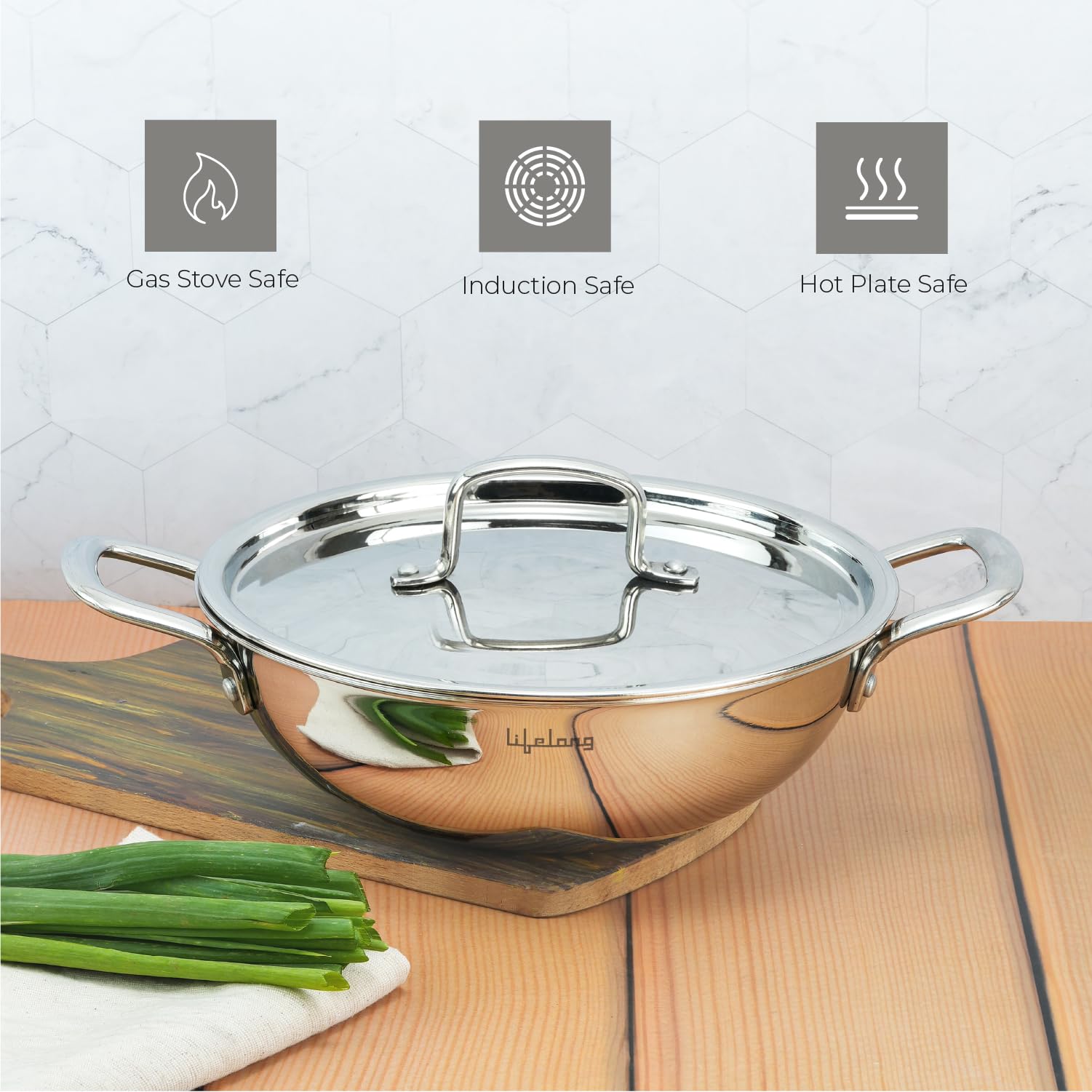 Lifelong Triply Kadai - 26cm, Even Heating -5