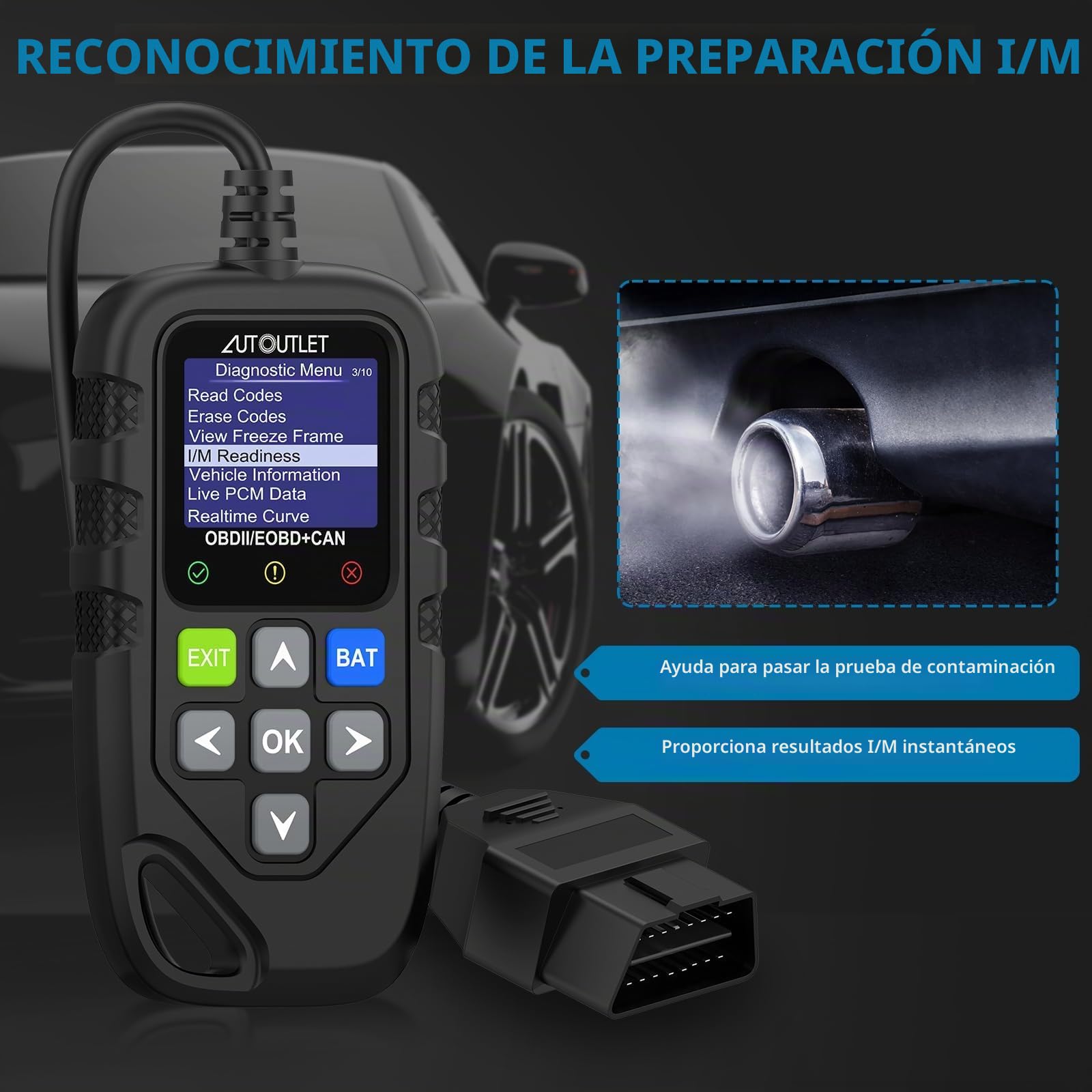 AUTOUTLET Lector de códigos de escáner OBD2 para diagnóstico rápido y borrado de códigos de Problemas, Amplia Biblioteca DTC con 13 Idiomas, Compatible con Varios protocolos de vehículos para