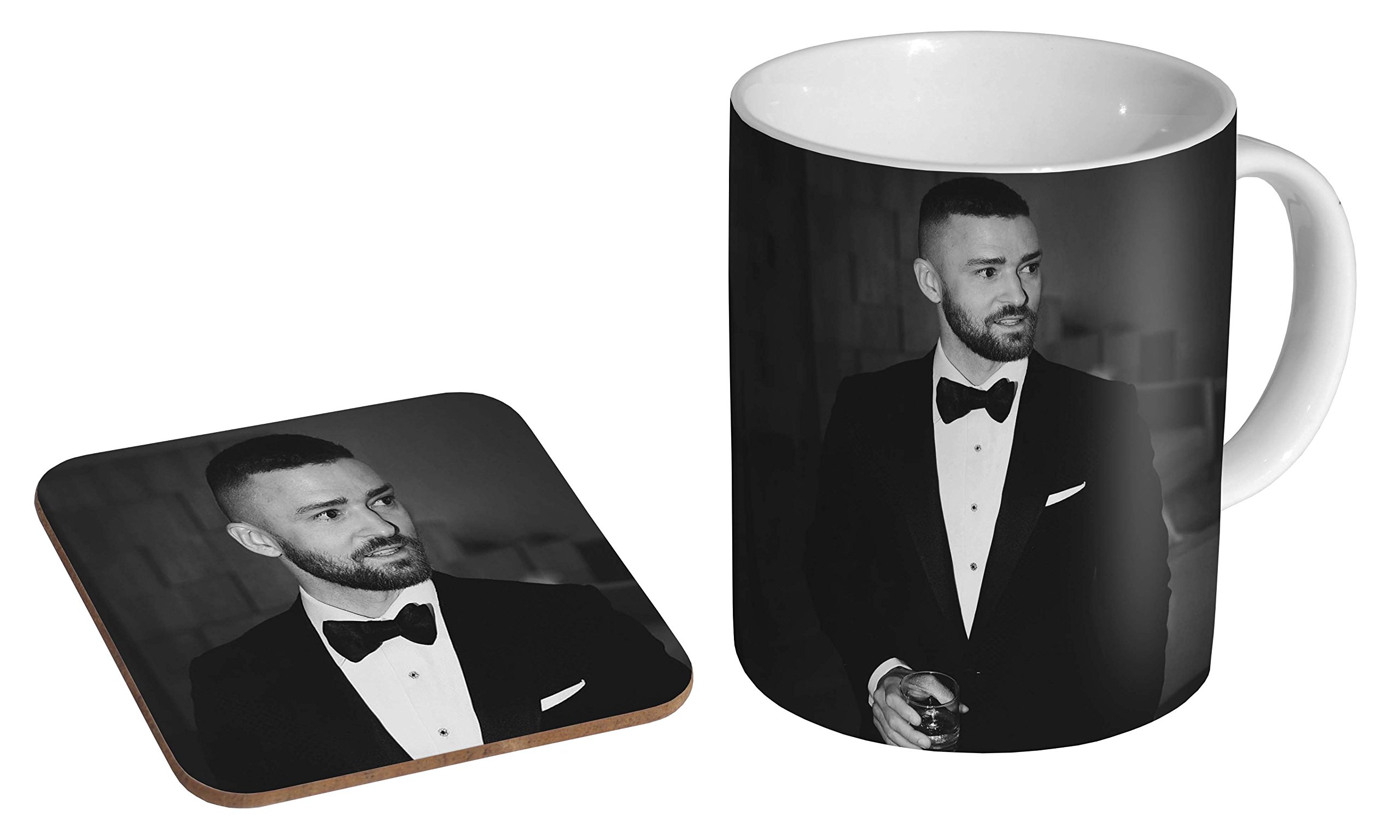 Mugmart White Justin Timberlake Bw Ceramic Coffee Mug + Coaster Gift Set …