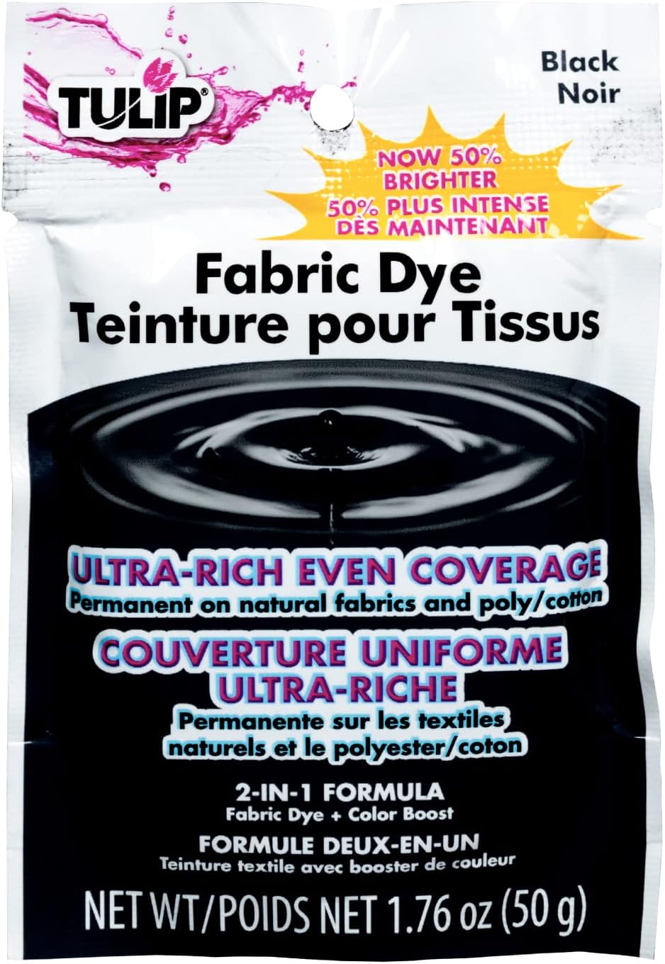 Tulip Permanent Fabric Dye Powder, Hot Dye Method for Vibrancy, Long-Lasting Color, Black