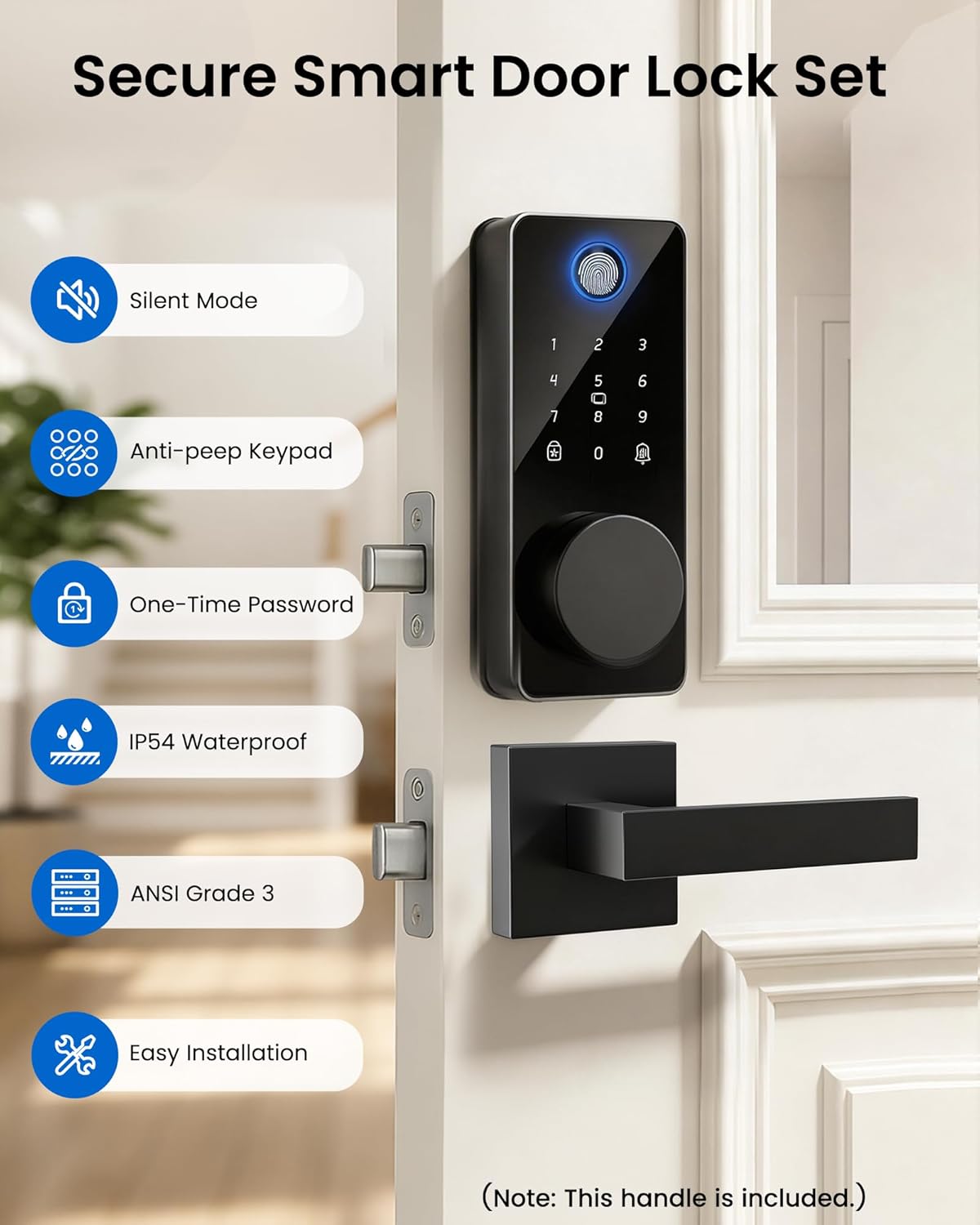 Smart Deadbolt Lock with 2 Handle Set, 5-in-1 Keyless Entry Door Lock with Fingerprint, APP Control, Auto Lock, IP54 Waterproof, Temporary Passcode for Front Door 8 71+q5JSb1+L. AC SL1500