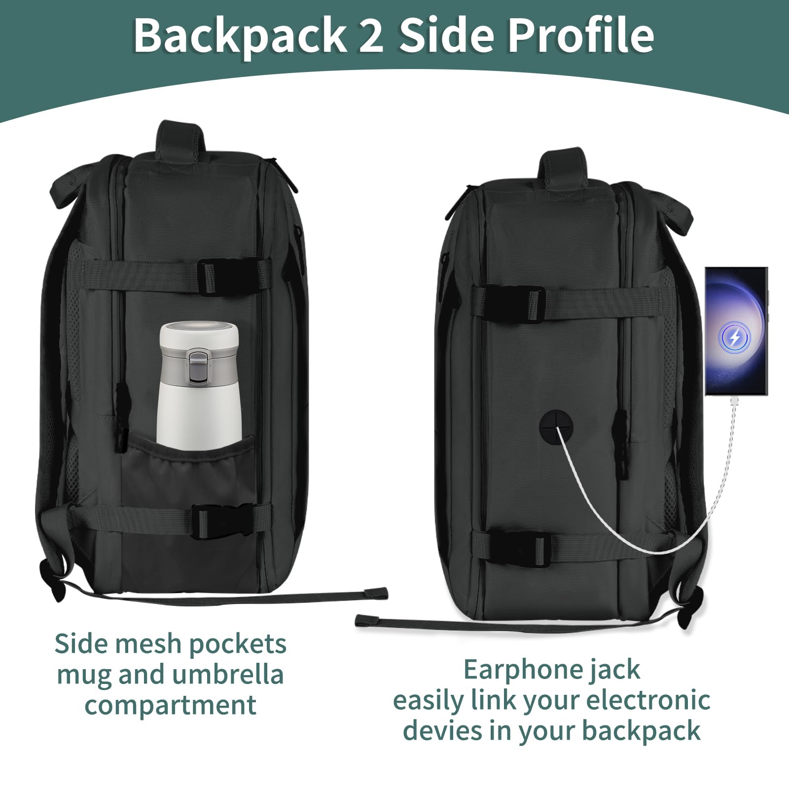 VOESLD Zaino per Ryanair 40x20x25, Zaino da Viaggio Aereo Bagaglio a Mano Porta PC Donna Uomo Grigio Scuro per Tutte le Principali Compagnie Aeree, 20L