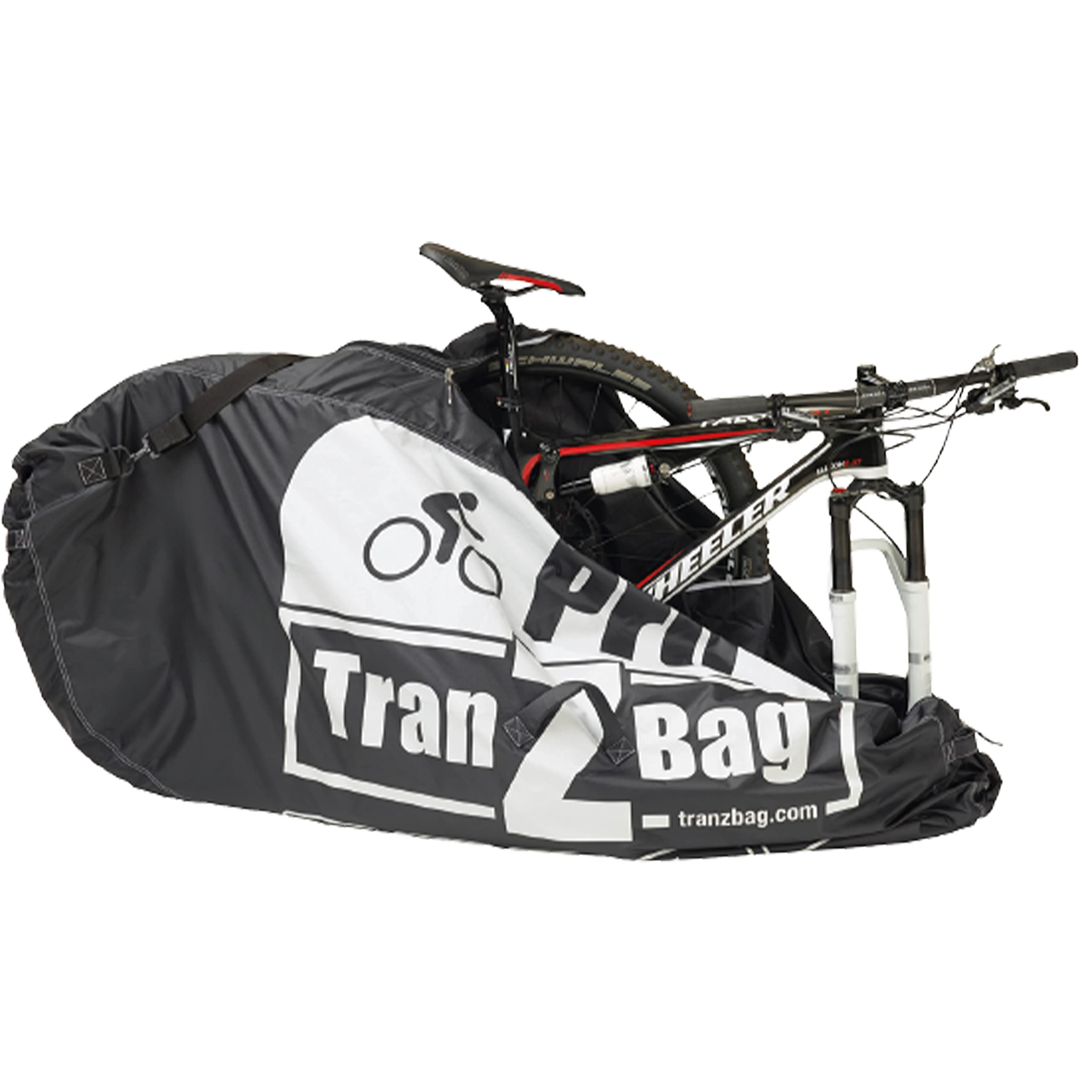 Borsa per il trasporto di biciclette TranZbag PRO, protezione per il trasporto di ruote da 26" a 29+" (pieghevole, dimensioni minime, tracolla, uso universale, doppia cerniera), Nero