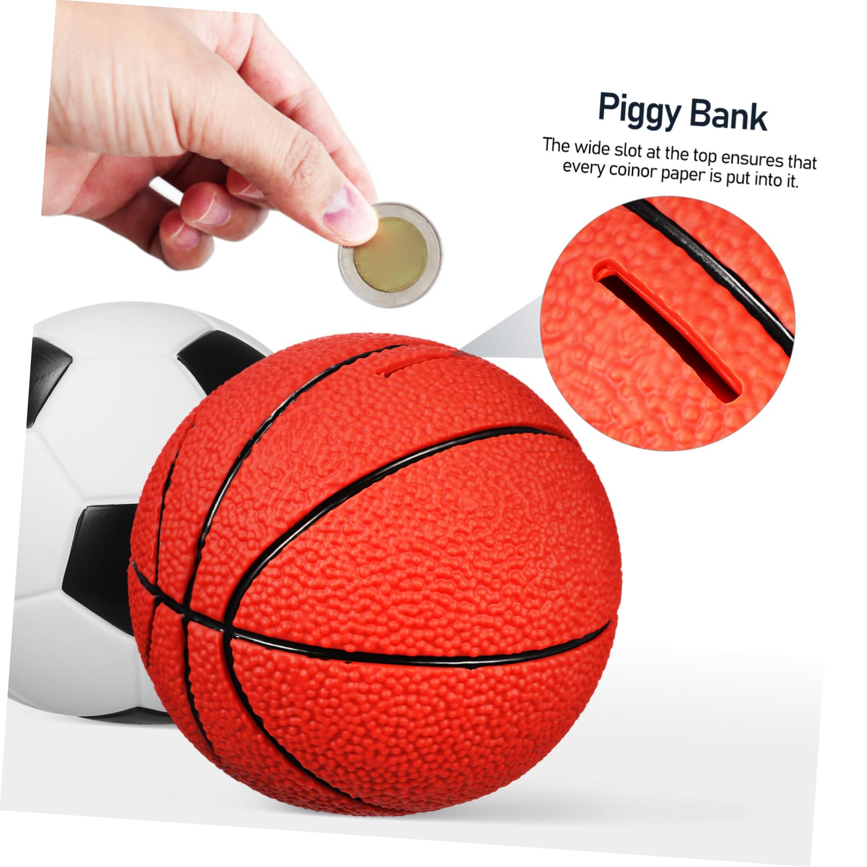 ERINGOGO Set 2 Pezzi Salvadanai in Vinile a Forma di Pallone da Basket e Calcio per Bambini, Dimensioni Portatili, per Decorazione Casa e Regali Compleanno Bambini