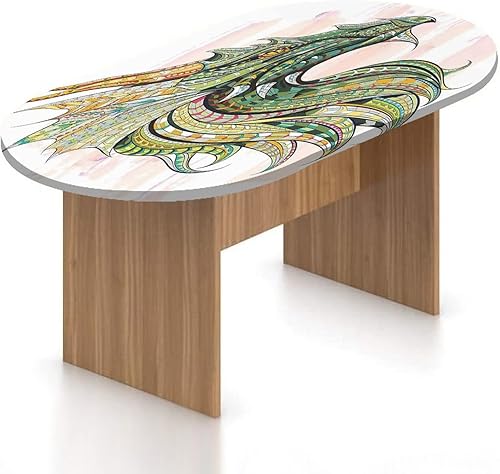 Mantel ajustable ovalado, decoración celta de poliéster con bordes elásticos, estampado de dragón de cabeza de leyenda, con efectos ornamentados, se