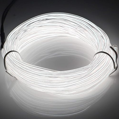 Miniatura 9 de JIGUOOR - Tira de luces de neón brillantes con cable EL y paquete de baterías, de 9.8pies, 360 de iluminación, para bricolaje, festivales,