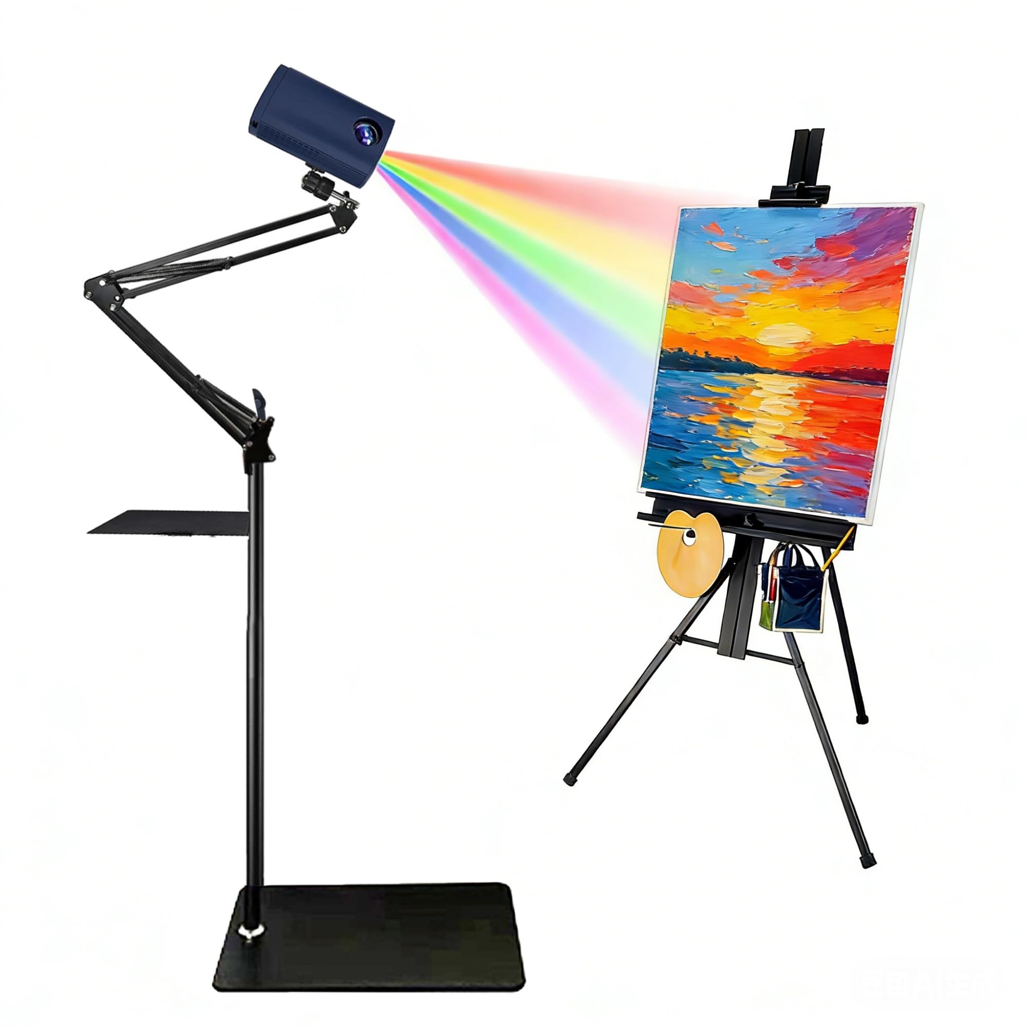 Tragbarer LED-Kunstprojektor zum Nachzeichnen und Zeichnen, Skizzierer-Zeichenprojektor mit Ständer für Künstler, unterstützt iOS und Android