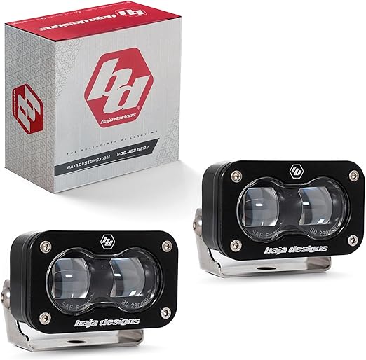 Baja Designs S2 SAE Auxillary Fog Light Pod, 2 PCS LED Spot (Clear)