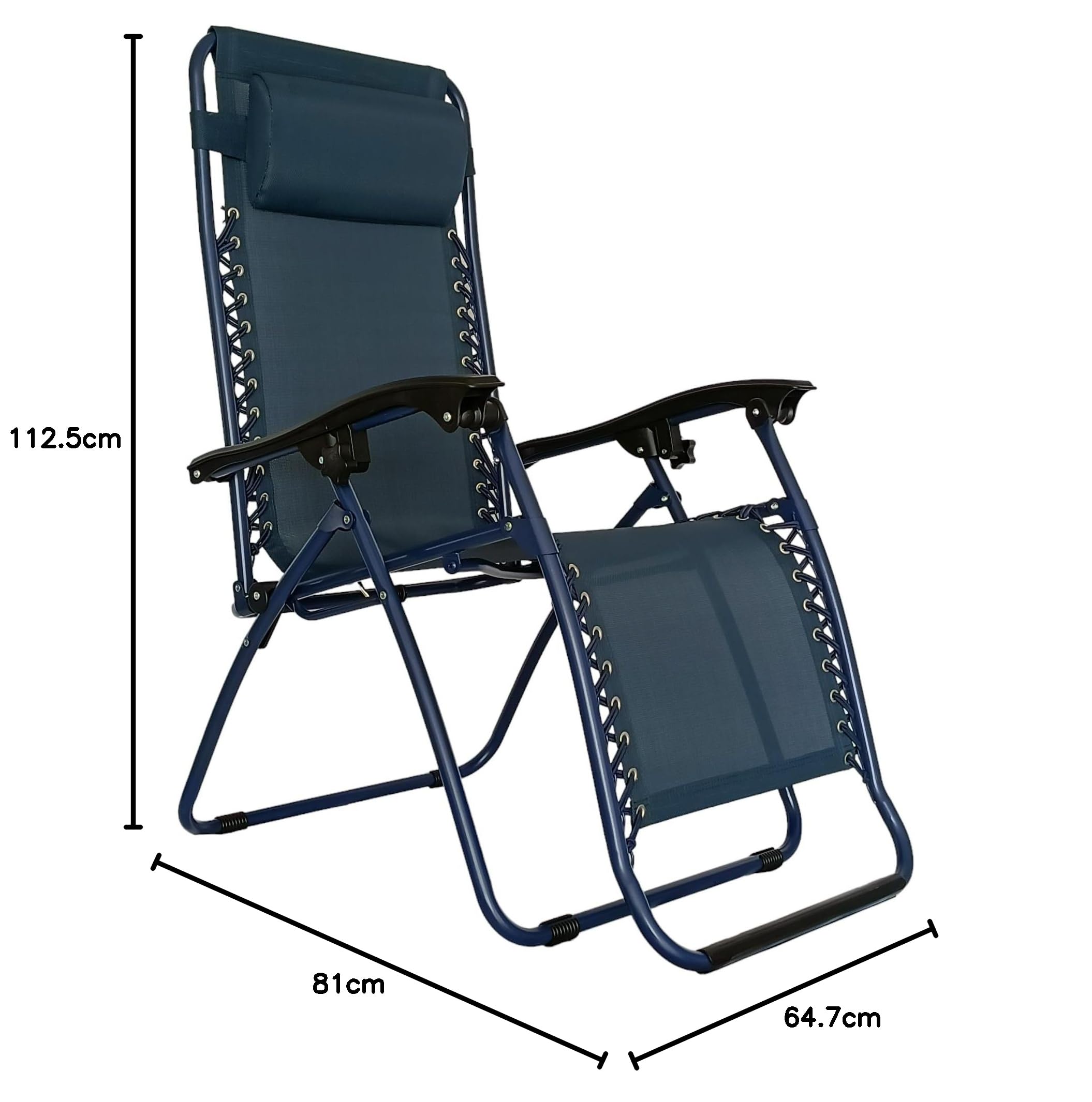 Pincho Tumbona Jardin Exterior, Sillon Gravedad Cero, Hamaca, Silla Jardin Exterior, Plegable, terraza, Camping (Azul Marino 1)