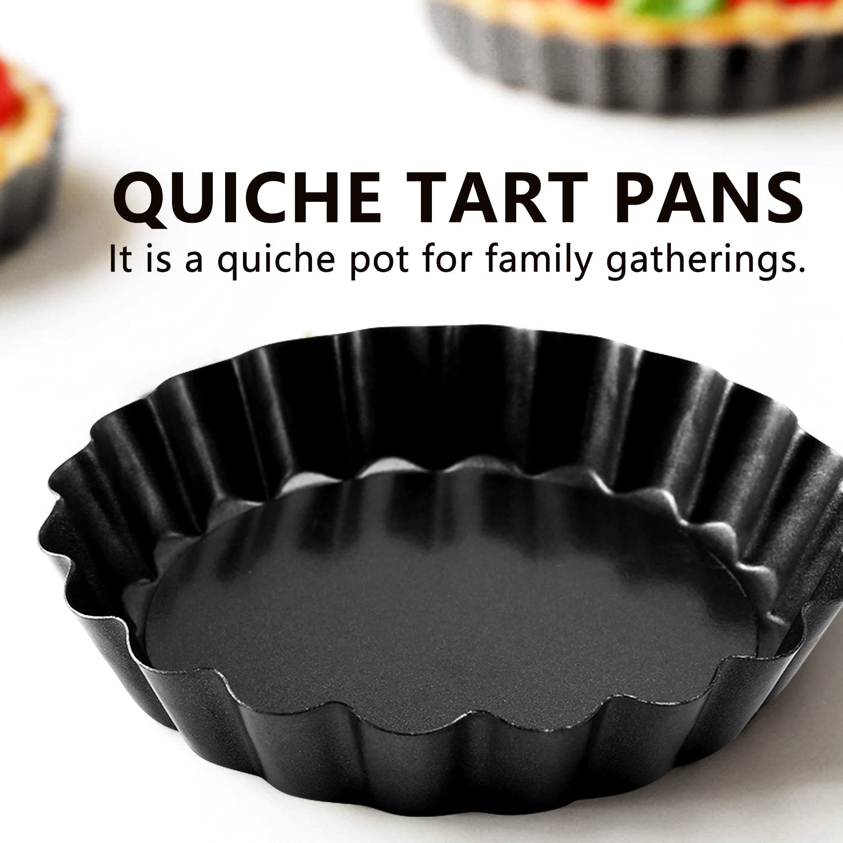 Lot de 8 moules à quiche antiadhésifs (ronds et rectangulaires) avec fond amovible cannelé pour tarte aux fruits et biscuits