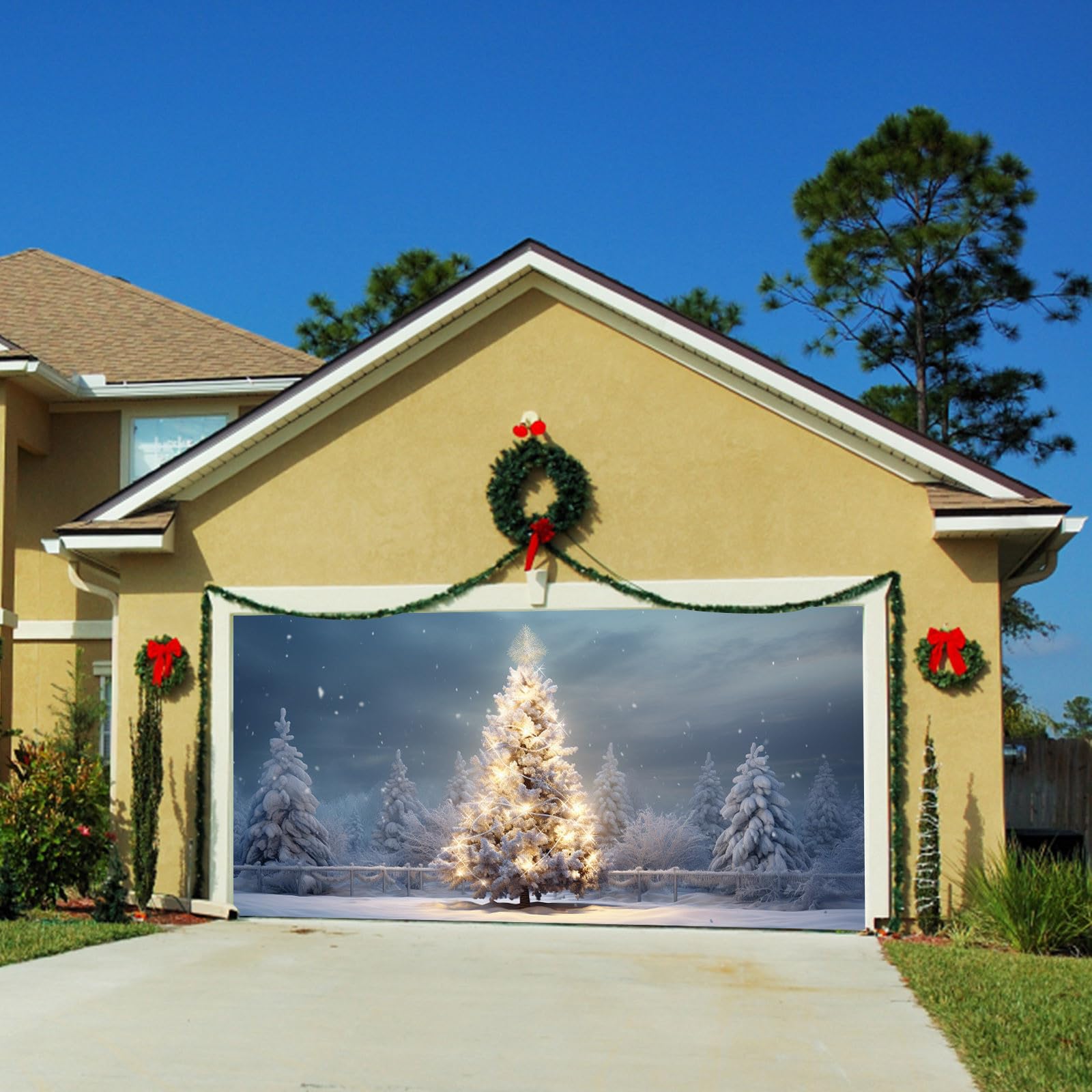 Couverture De Porte De Garage De Noël | 400x180 Cm Bannière De Porte1