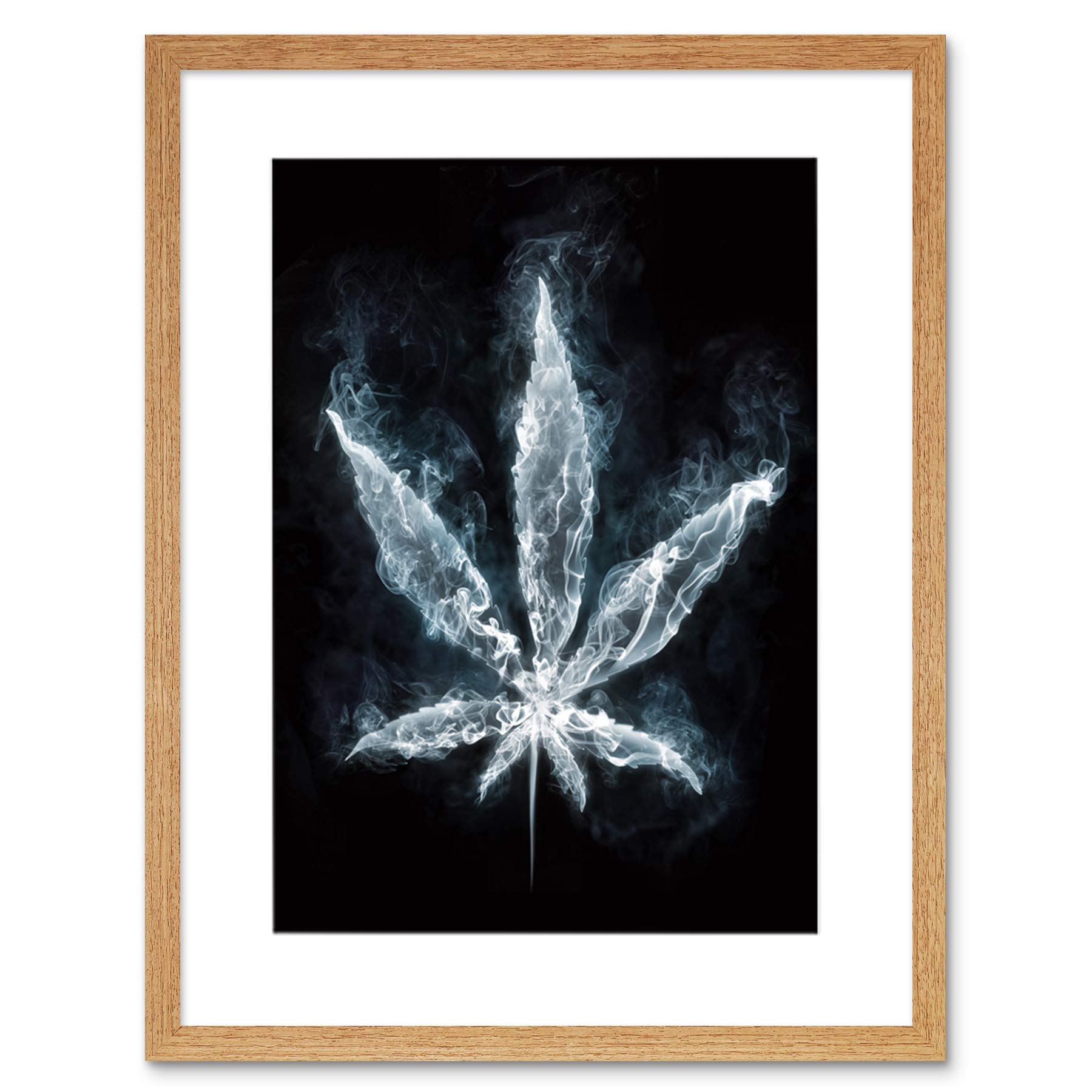 Wee Blue Coo Painting Drawing Smoking Marijuana Weed Leaf Framed Wall Art Print