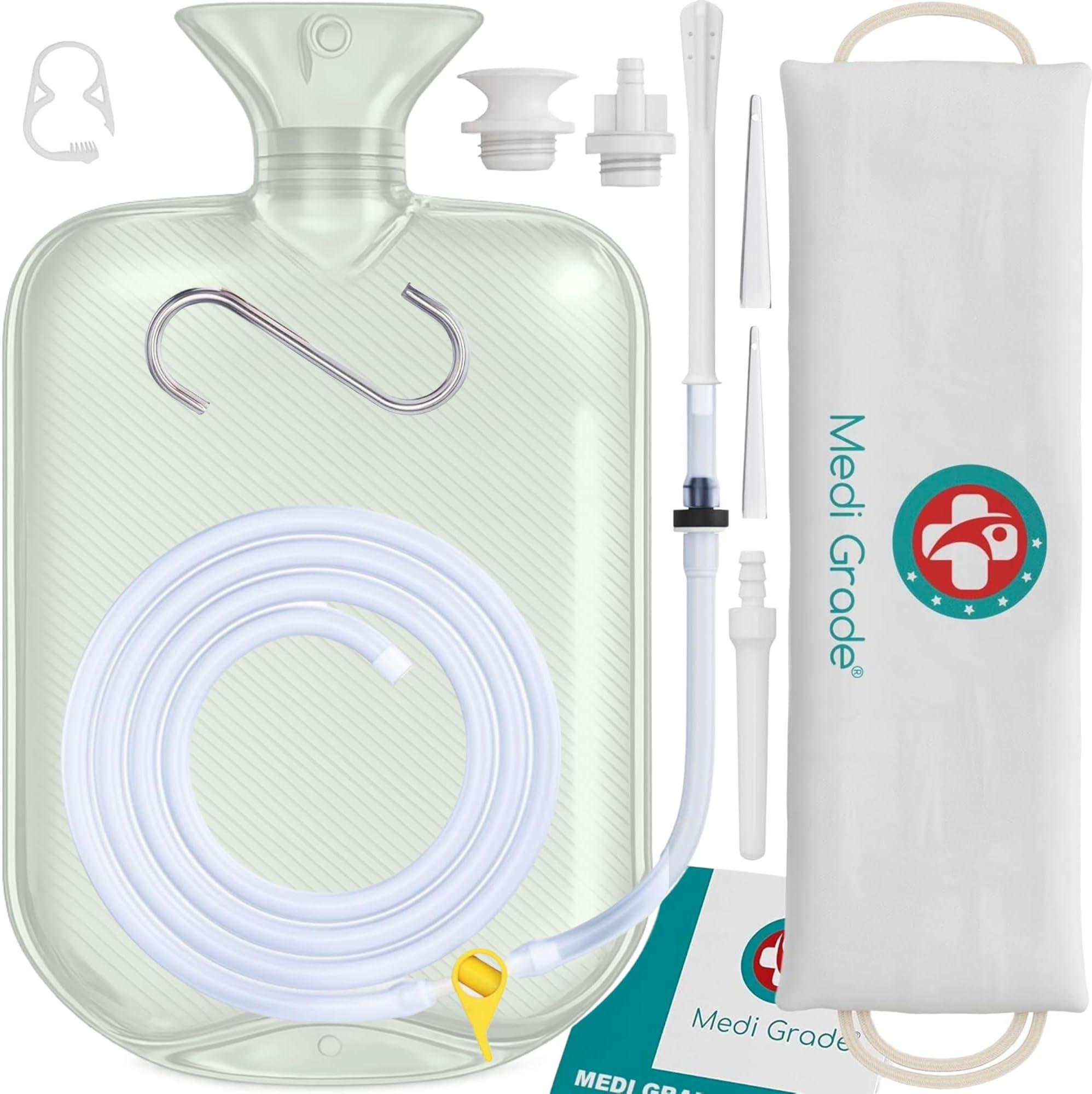 Medi Grade Enema Kit for Adults, 2L Bag for Colonic Irrigation, 4 Tips