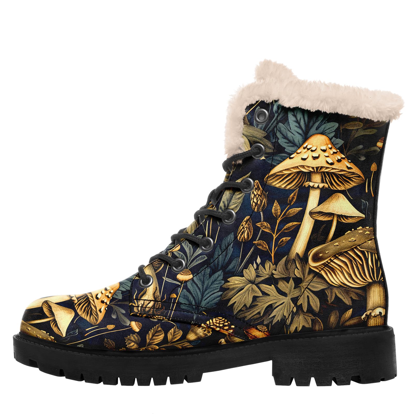 Womens Gothic Winter Boots Non-Slip Waterproof ankle boots Comfortable Faux Fur Fur Lined Warm Gothic Fantasy Snow Booties