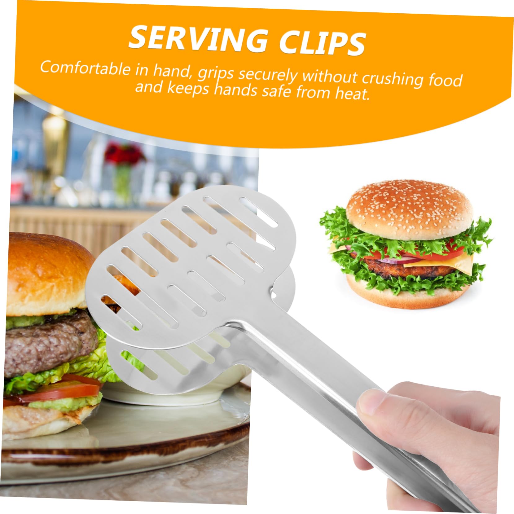 MAGICLULU 3pièces Pince à Nourriture Multifonction Acier Inoxydable Pince Anti-brûlure Pour Buffet Et Cuisine Idéale Pour Servir Burgers Poissons Gâteaux Et Plus