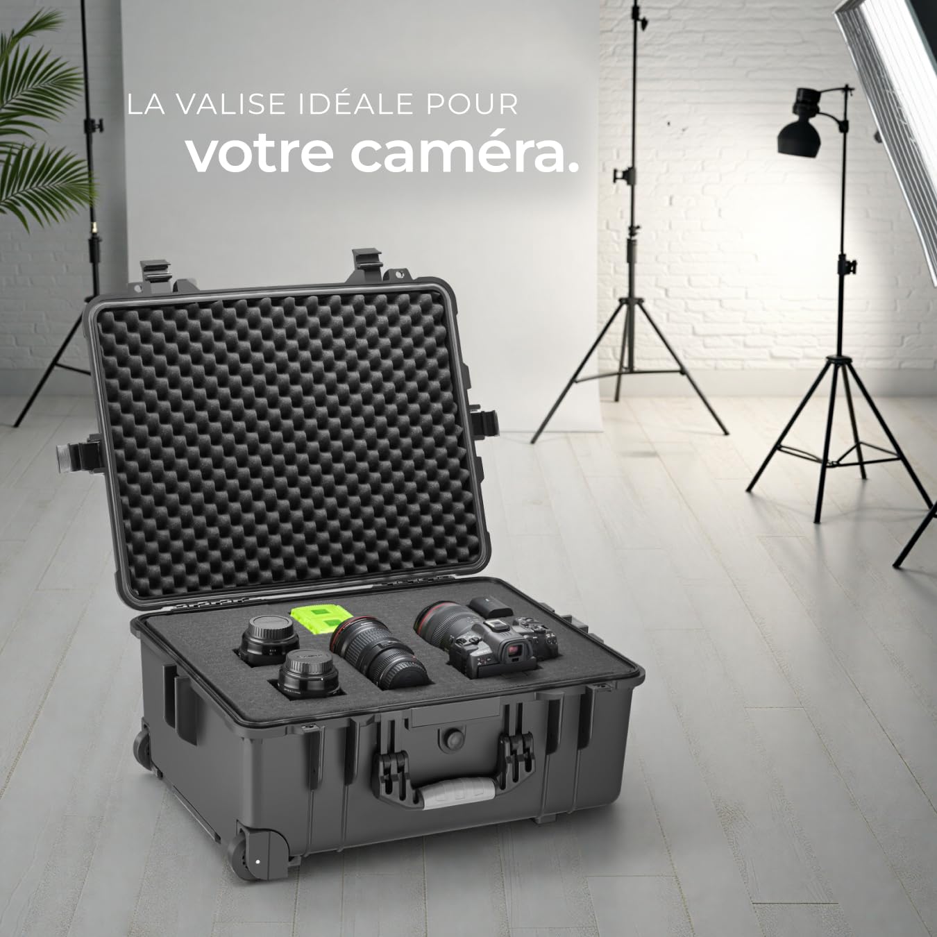 tectake® Valise à roulettes avec Protection en Mousse pour Appareil Photo, caméra & Accessoires ou Outils, Boite étanche, avec œillets pour Cadenas, Résistante aux Chocs, poussière & Eau