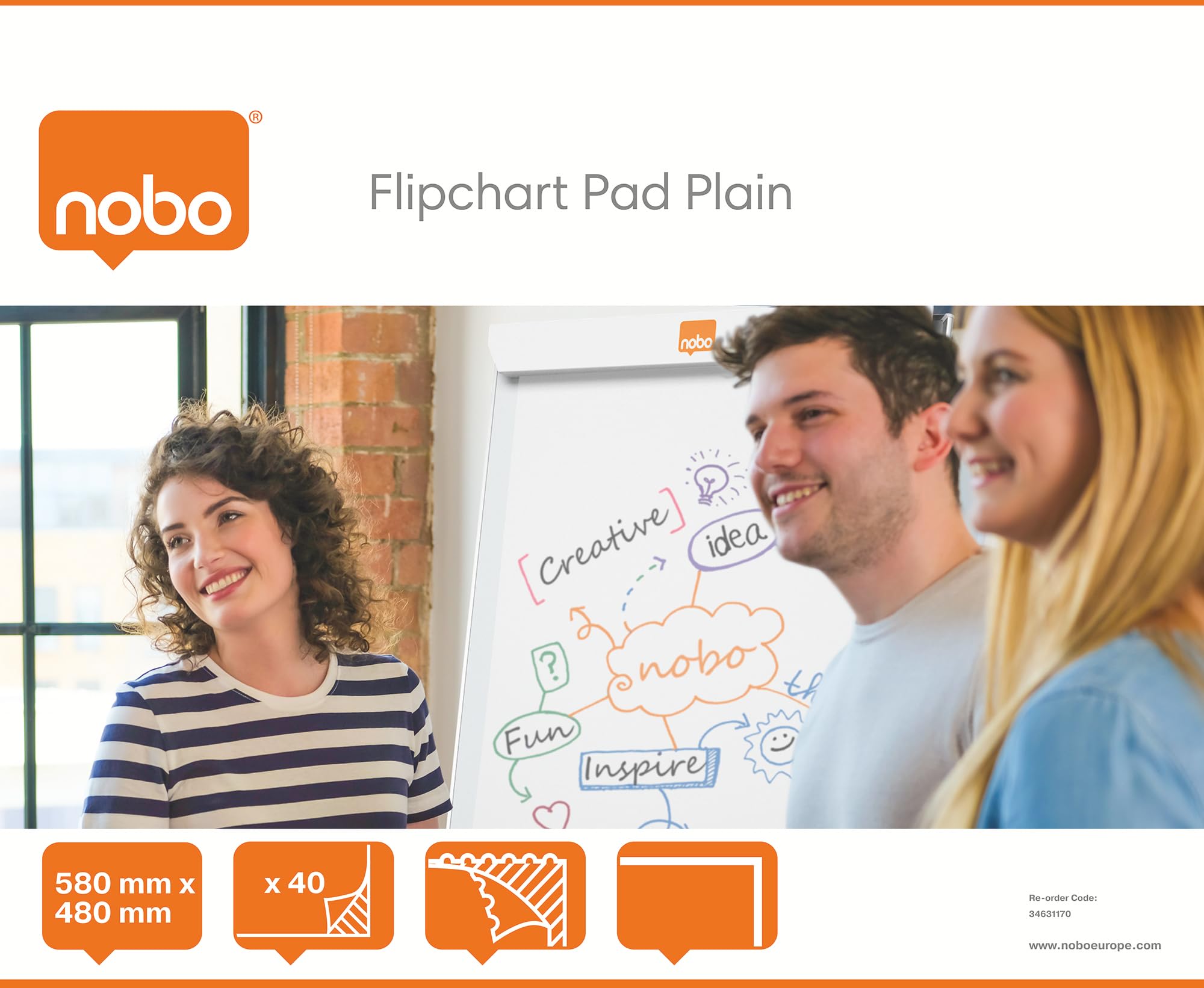 NOBO Blocco 40 fogli bianco