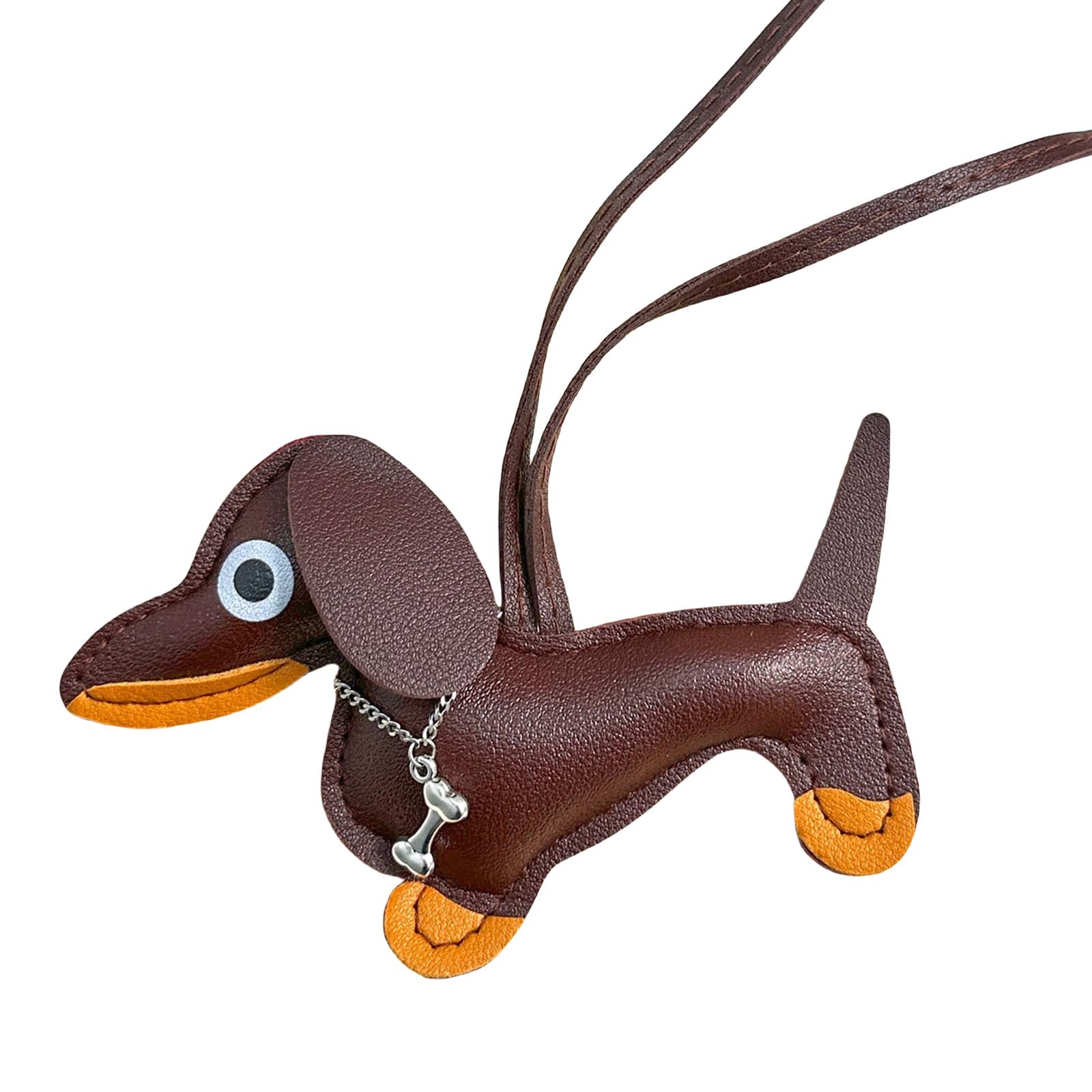 Baodss Lovely Dachshund PU Leather Keychain Fun Dachshund Keychain PU Leather Decoration Keyrings Charm for and Adults