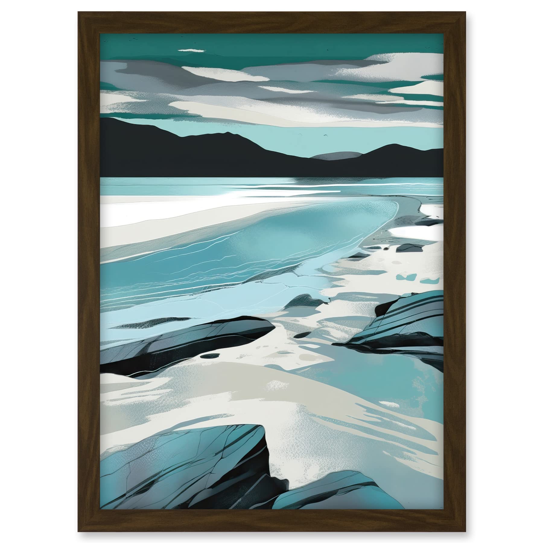 Artery8 Luskentyre Beach Isle of Harris Coastal Landscape Artwork Framed A3 Wall Art Print