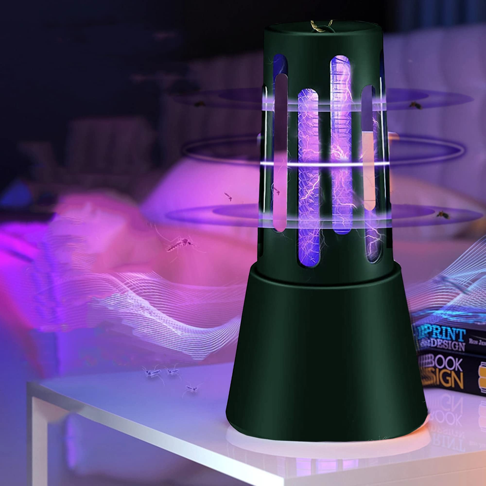 ZFITEI International Eco Friendly Electronic LED Mosquito Killer Machine Trap Lamp,Theory Screen Protector Mosquito Killer lamp for USB Powered (A_Cobra White) (A_Shock Green)