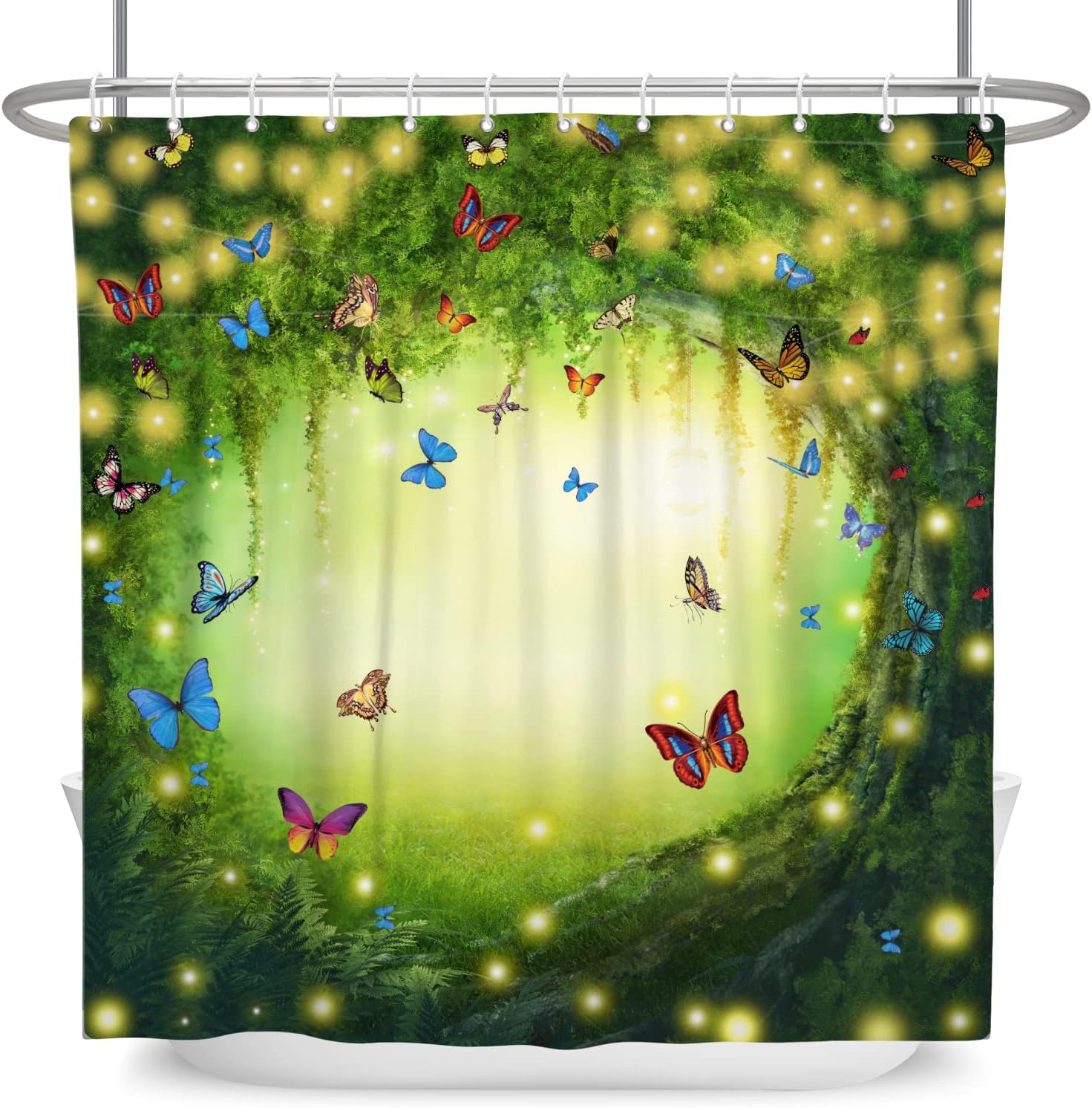 Uiiooazy Fabric Shower Curtain for Bathroom Blue